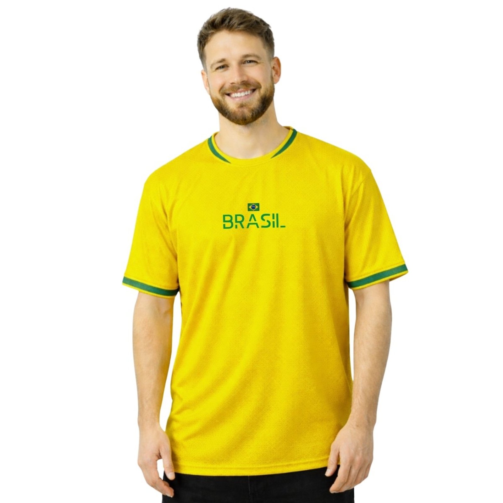 Camiseta Masculina Dry Fit Abang Amarelo Performance Gola Redonda para Treinos