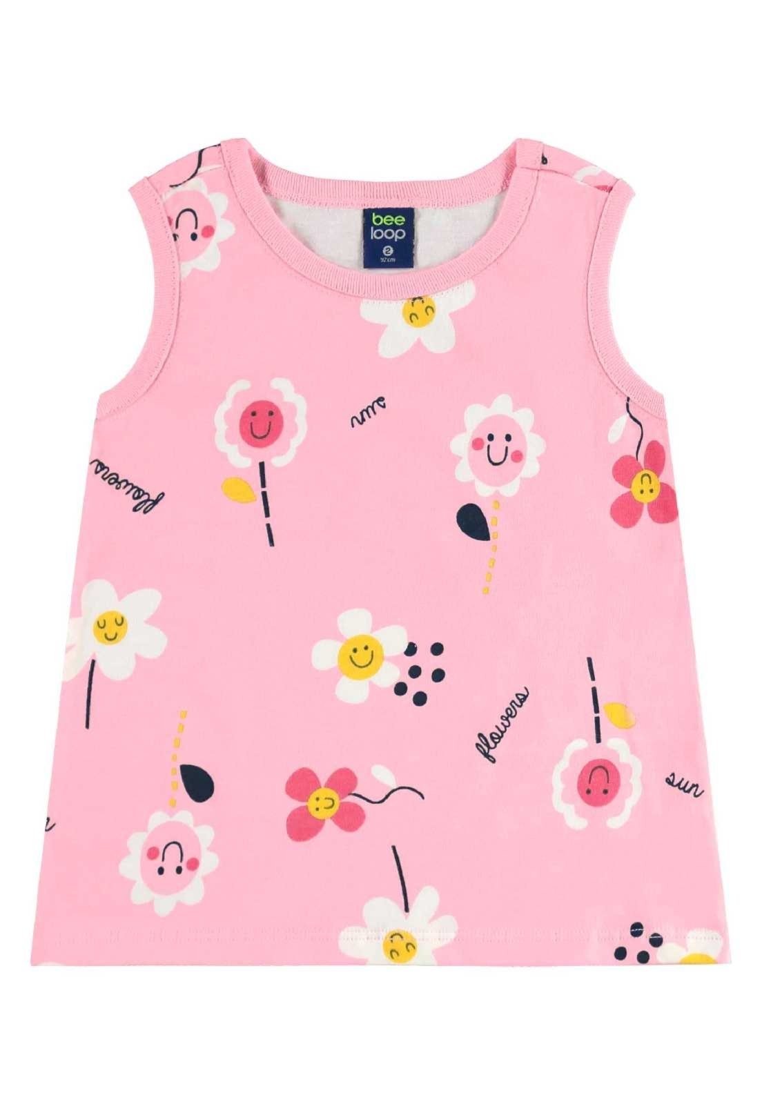 Vista 3 Infantil - Conjunto Regata e Bermuda Menina Bee Loop rosa Bee Loop rosa