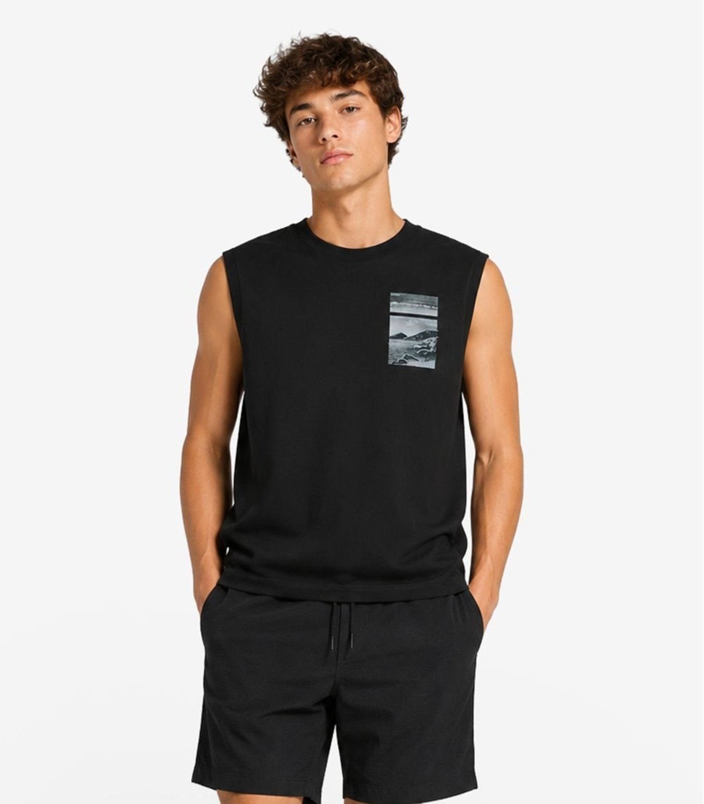 Regata Masculina Meia Malha Com Estampa Minty Preto