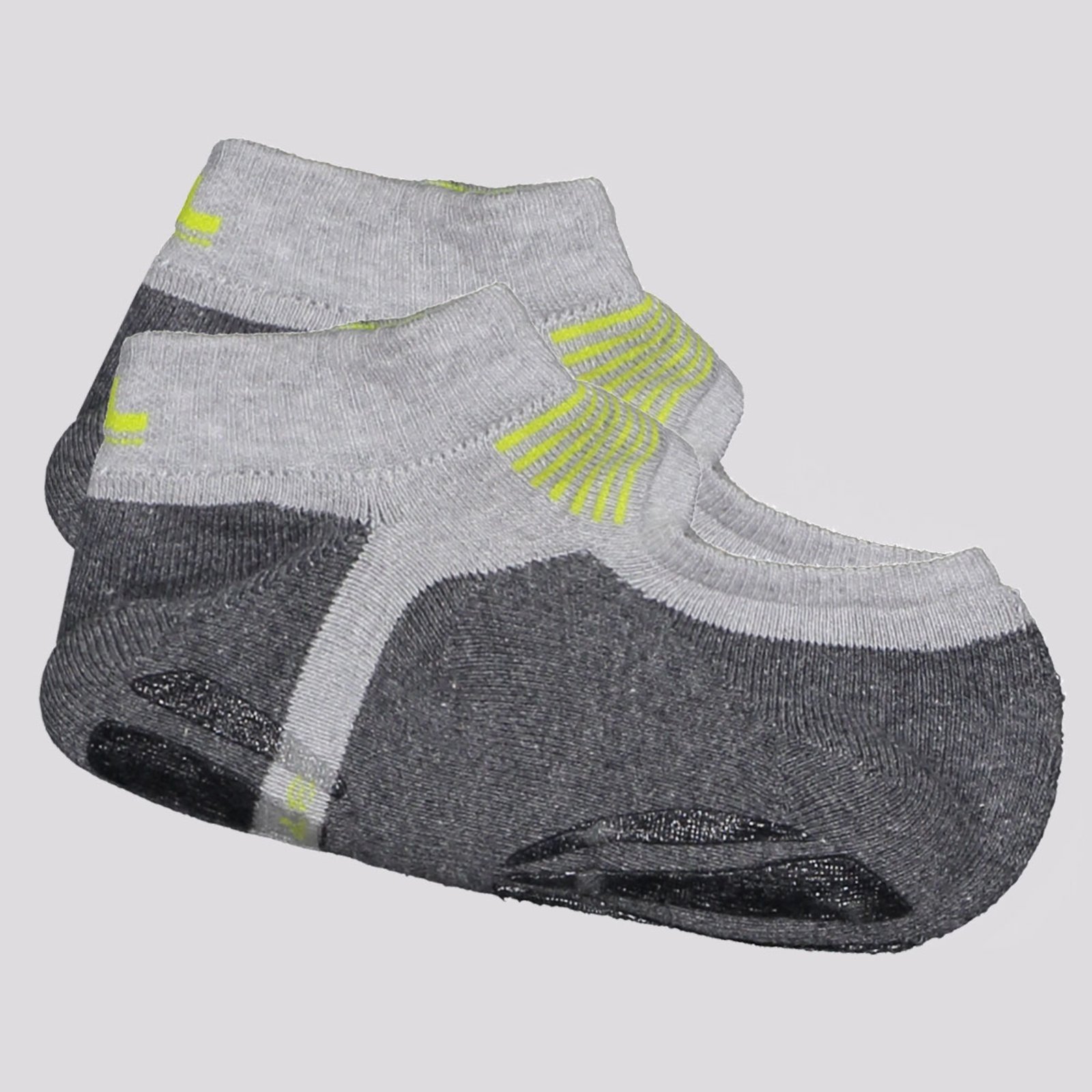 Vista 2 Meia Lupo Performance Sapatilha Pilates Feminina Cinza e Verde cinza verde Lupo cinza verde