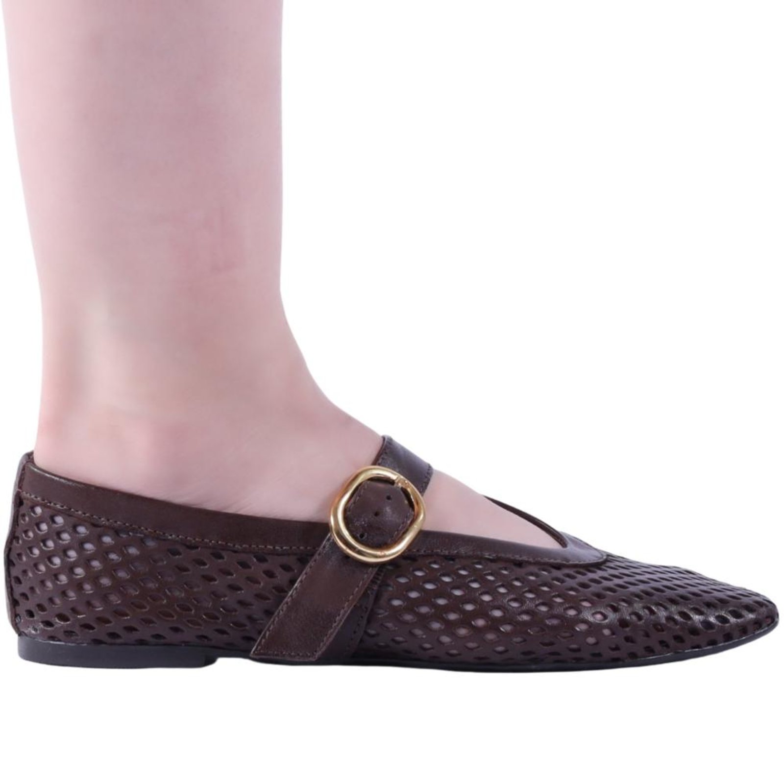 Sapatilha Feminina Zariff com Tira e Fivela 142084 Marrom Incolor