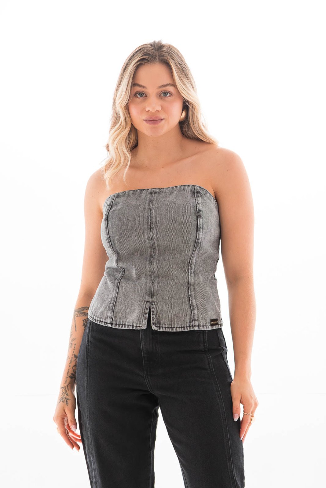 Top Corset Jeans Feminino Arauto Black