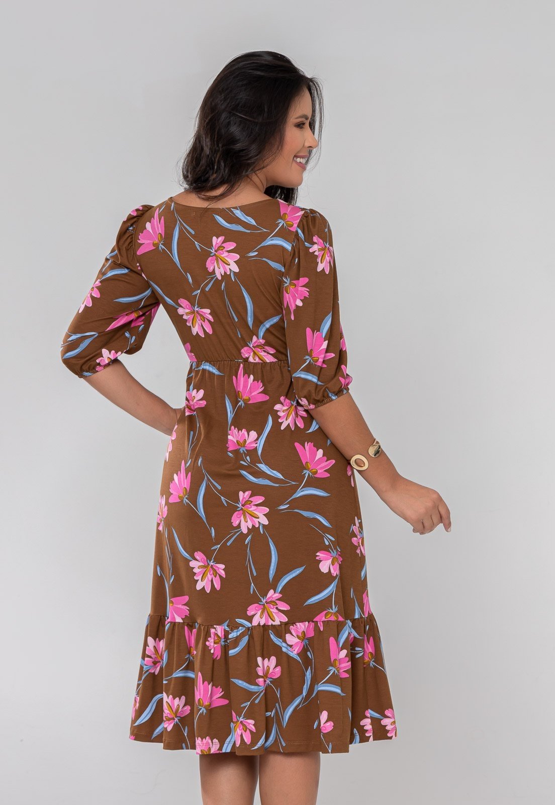 Vista 3 Vestido Aura Midi Catarina Floral Sintonia azul azul