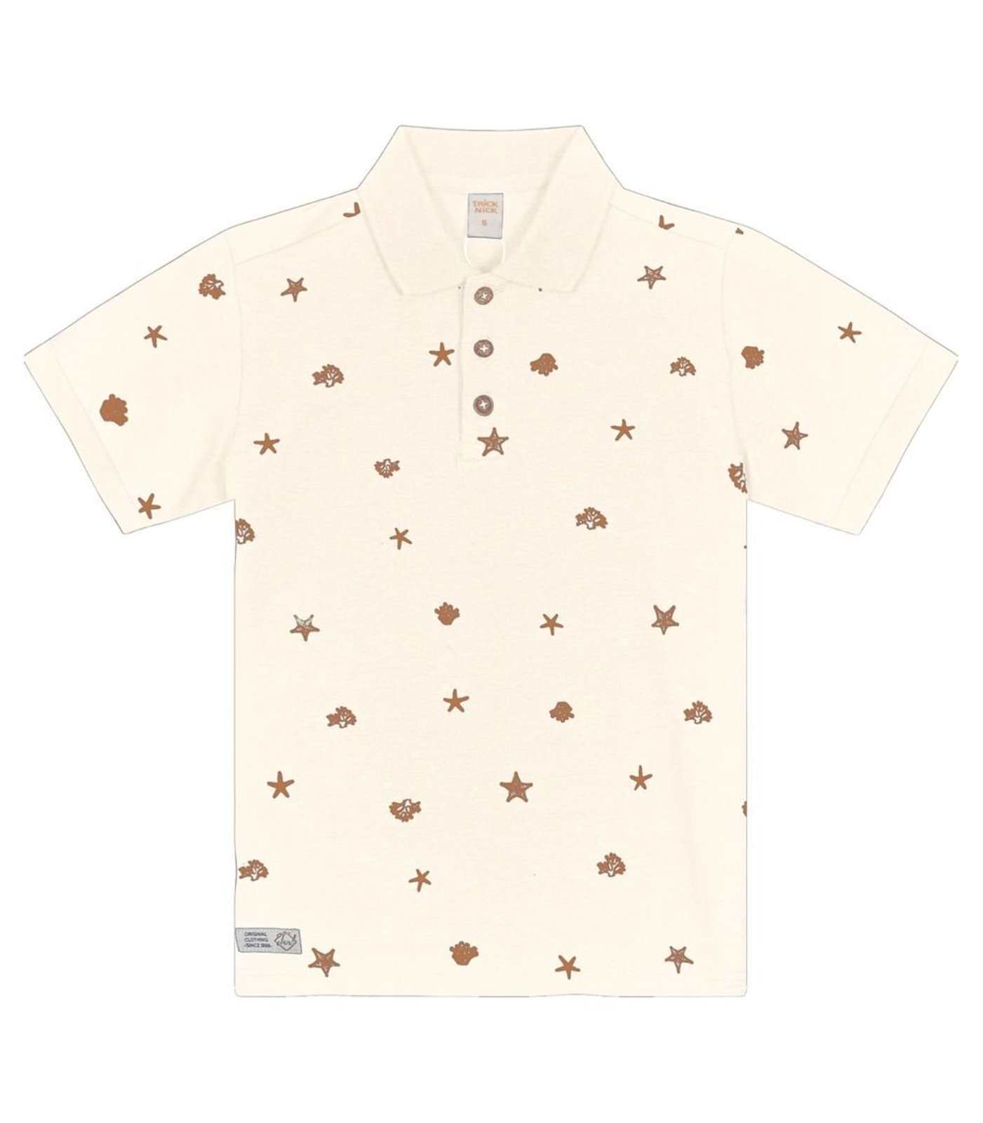 Infantil – Camisa Polo Estampada Trick Nick Bege