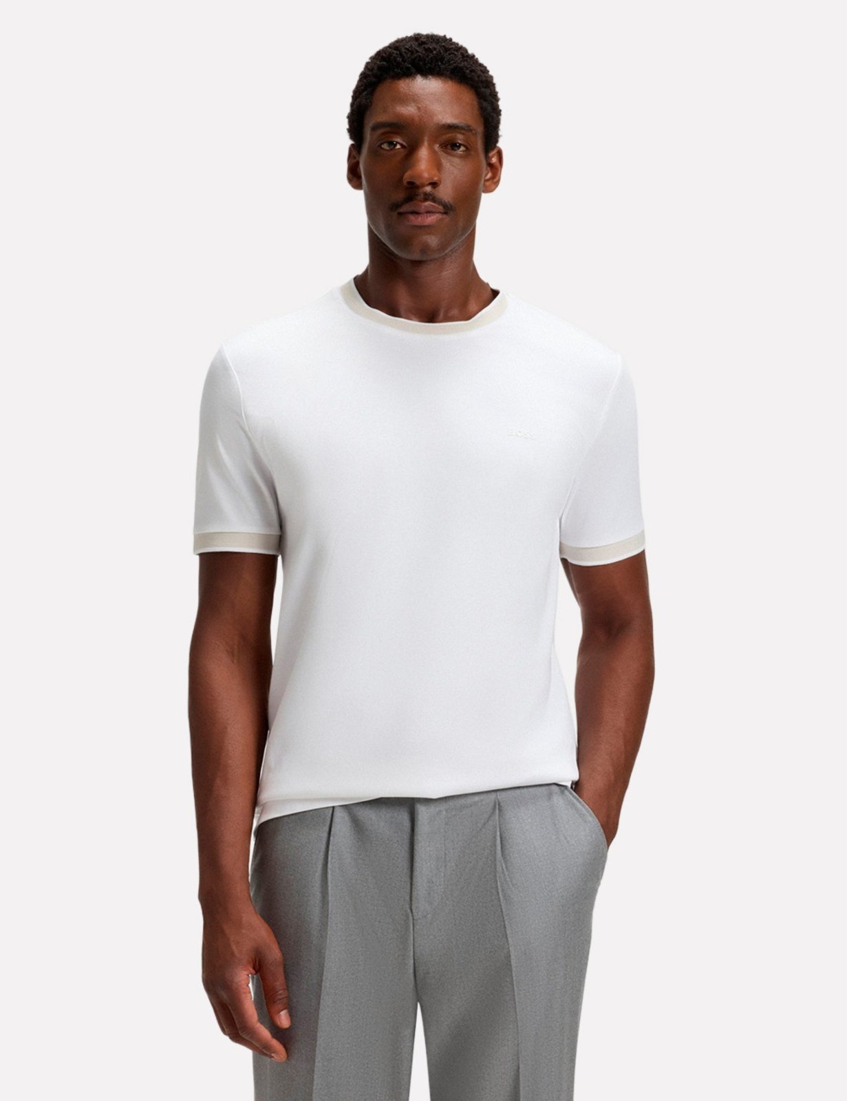 Camiseta Hugo Boss Masculina Slim Fit Mercerised H-Tessler 200 Branca