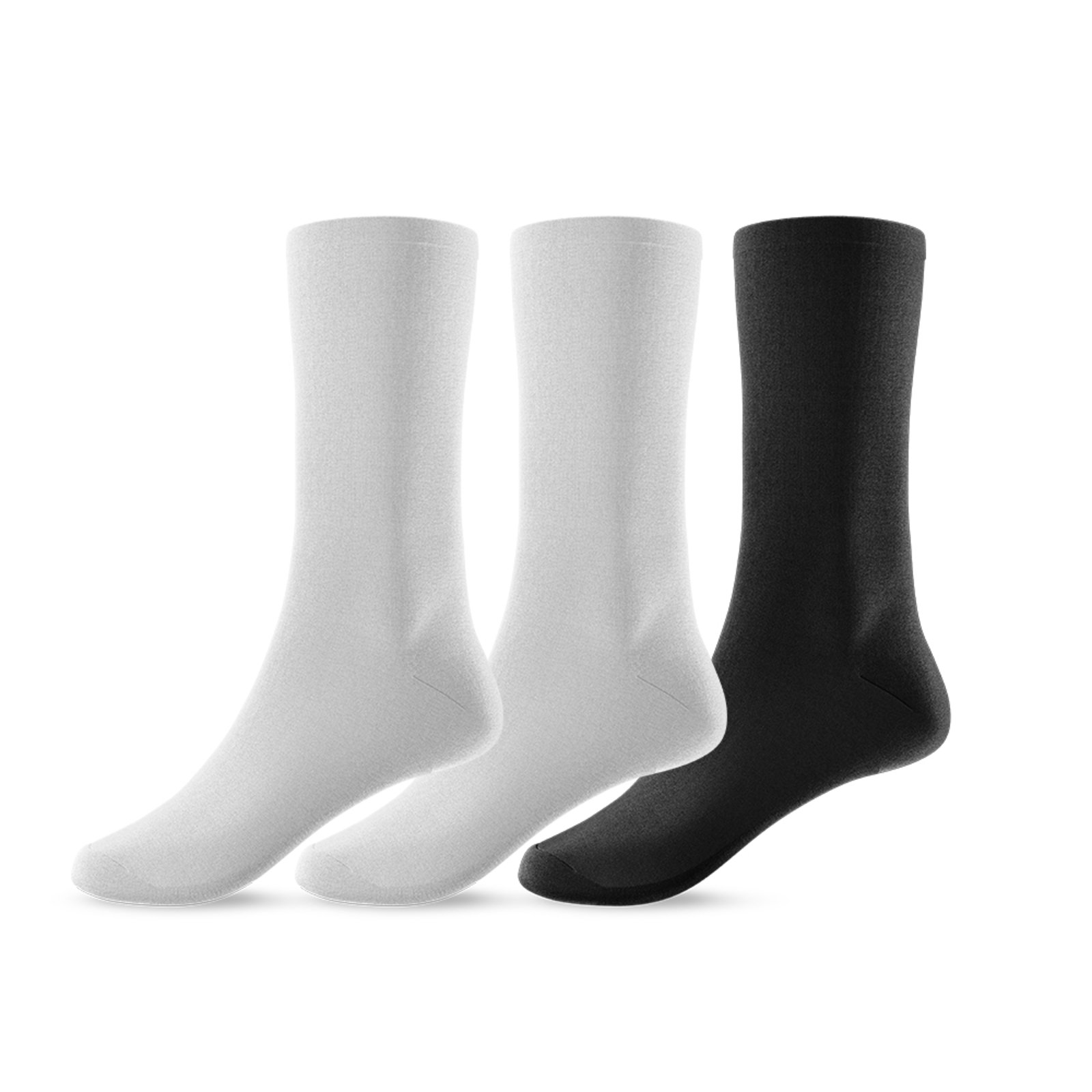 Kit 3 Pares de Meias Cano Alto Unissex Branco/Preto