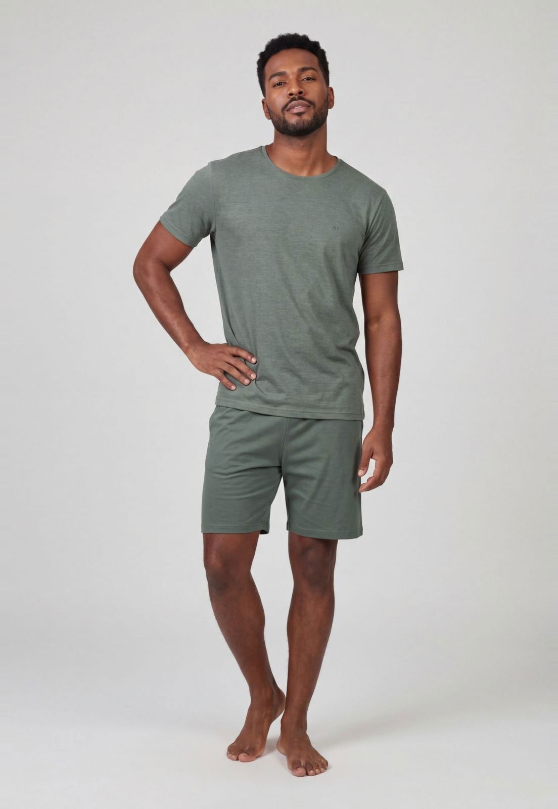 Conjunto Pijama Masculino Malwee Top e Shorts Verde