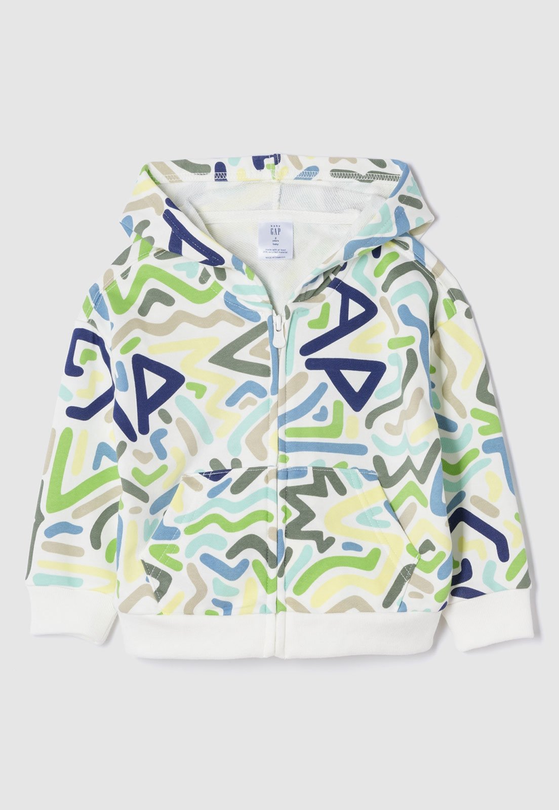 Blusa de Moletom GAP Com Capuz Estampada Off-White