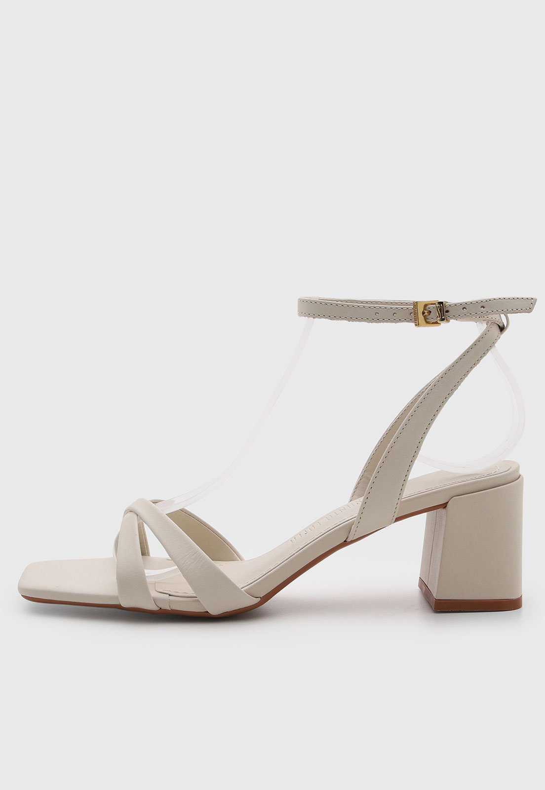 Sandália Feminina Santa Lolla Salto Bloco Couro Off-white