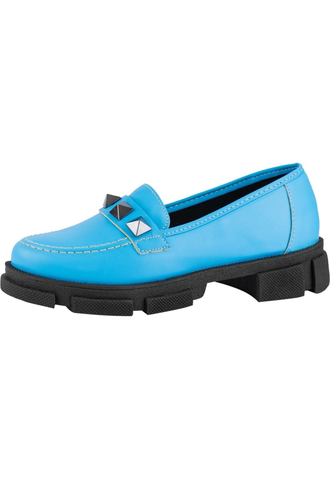 Vista 2 Mocassim Feminino Lumiss Casual Tratorado Confortável Spike Blogueira azul LUMISS azul