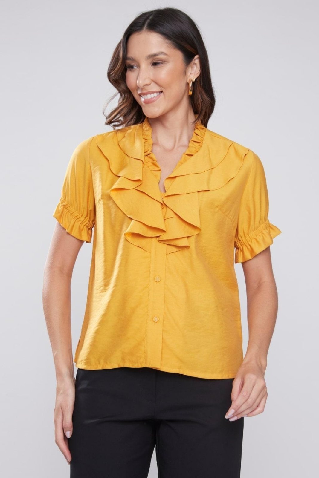 Blusa Rubinella Viscose Babados Mostarda