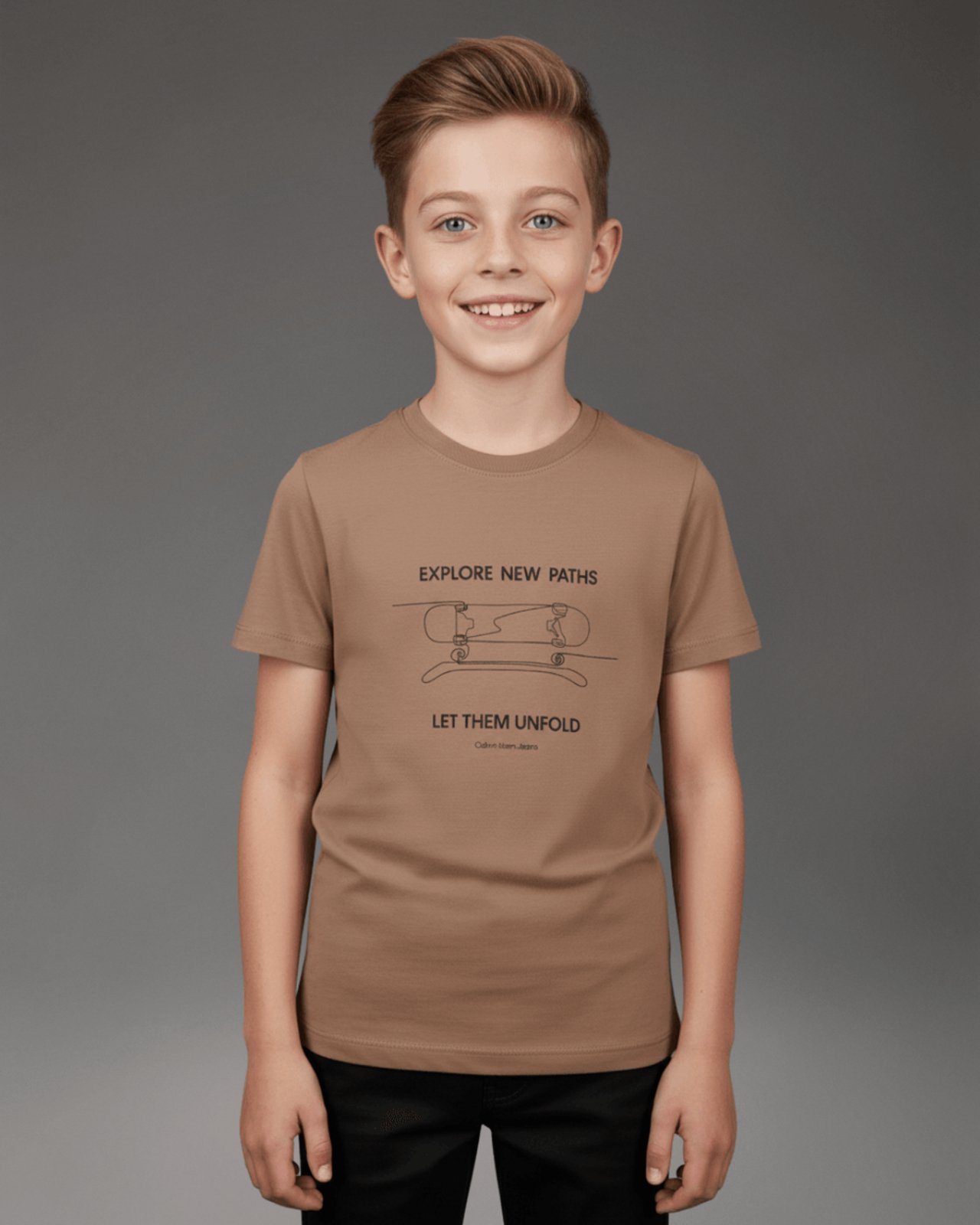 Camiseta Manga Curta Calvin Klein Jeans Menino Explore New Paths - Caqui Medio Calvin Klein Jeans