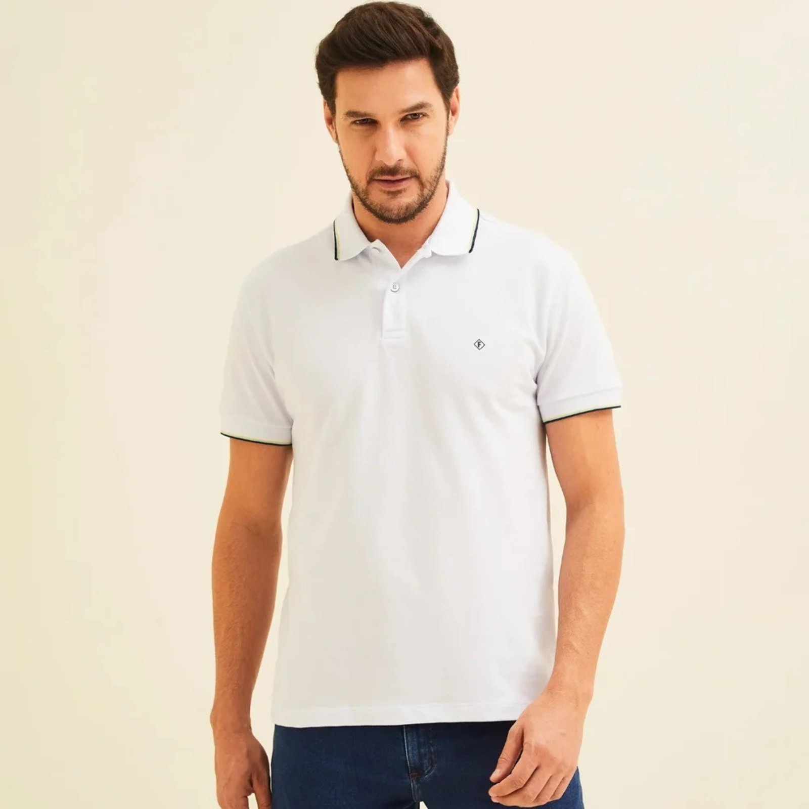 Camisa Polo Forum Triple Line Ve26 Branco Masculino