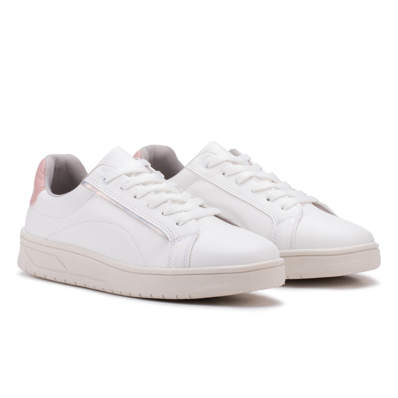 Tenis Branco Rosa Feminino Sapatenis Sneakers Confortavel Estilo Shoes