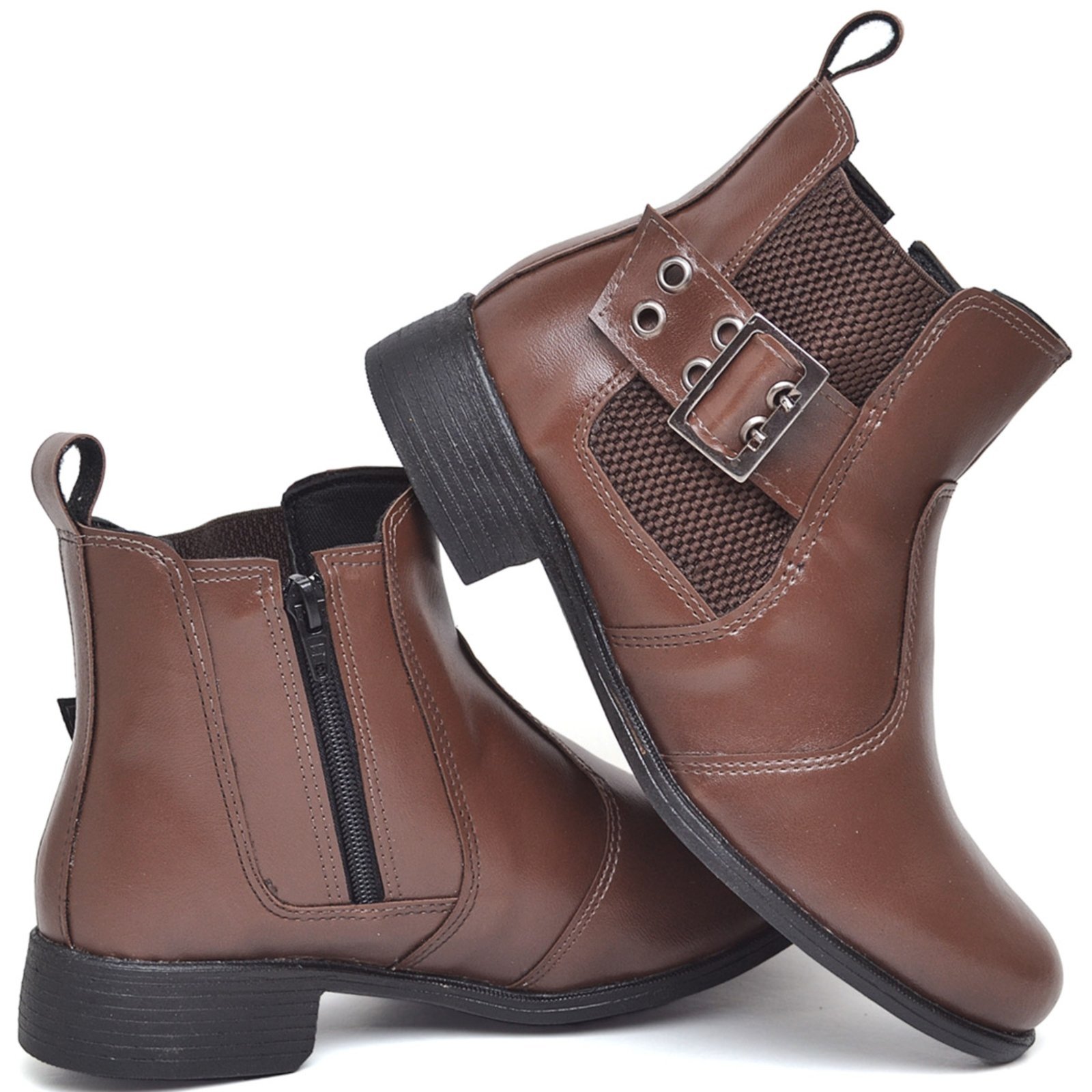 Vista 3 Bota Feminina Polo Blu Cano Médio com Fivela Estilosa Marrom em Sintético do ao 40 marrom blu Polo Blu marrom blu