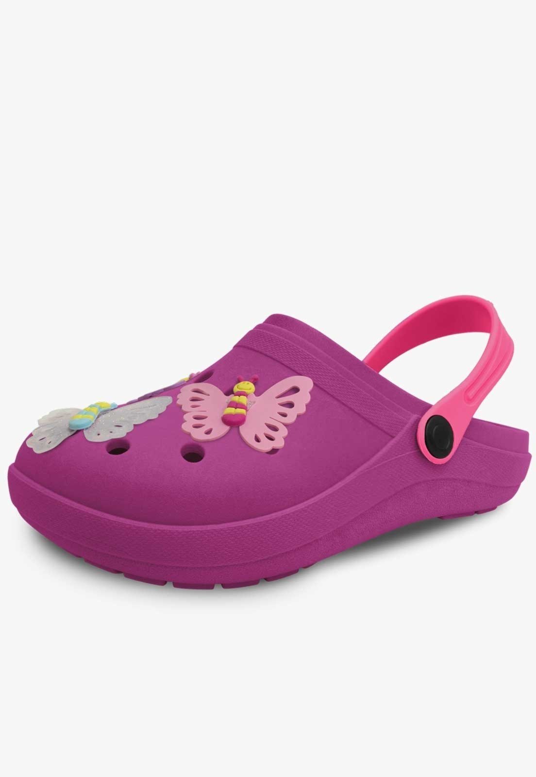 Infantil - Babuche Pópidi Borboletas Menina Sandália Pink