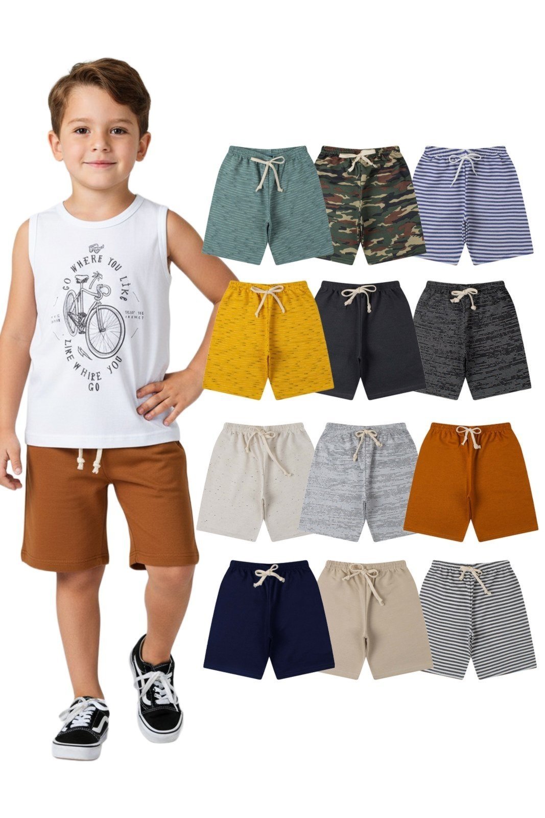 Vista 2 Infantil - Kit Sortido Bermudas Menino Babei no Look unico Babei no Look unico