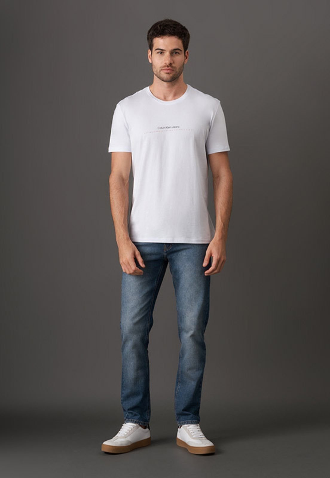 Camiseta MC CKJ Masc Logo Minimal – Branco