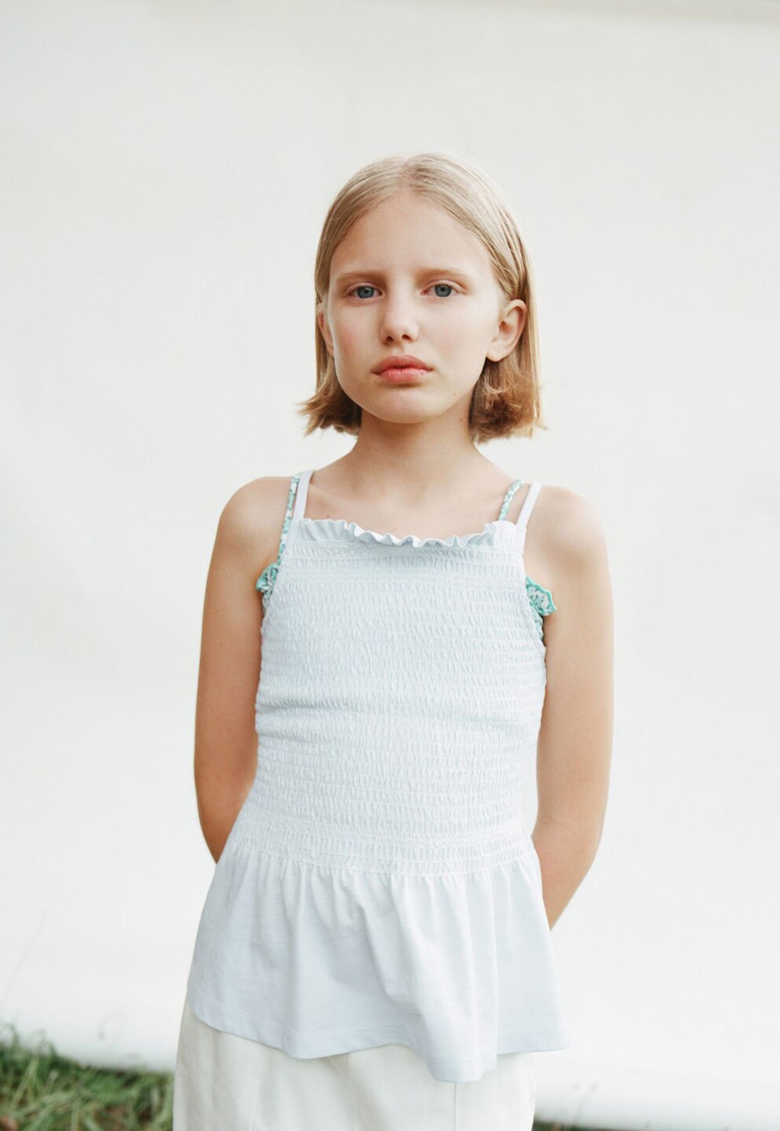 Infantil – Regata MANGO Franzido Babado Azul Claro
