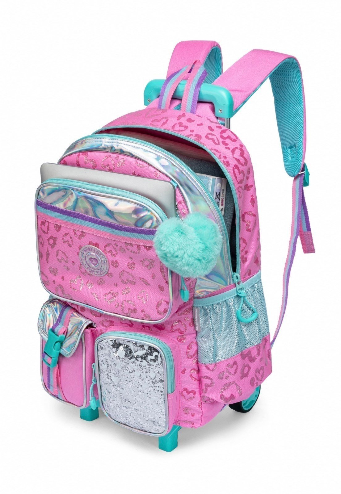Vista 3 Infantil - Kit Mochila Rodinhas Menina Escolar Estojo Lancheira Térmica Perfect For You multicolorido Perfect For You multicolorido