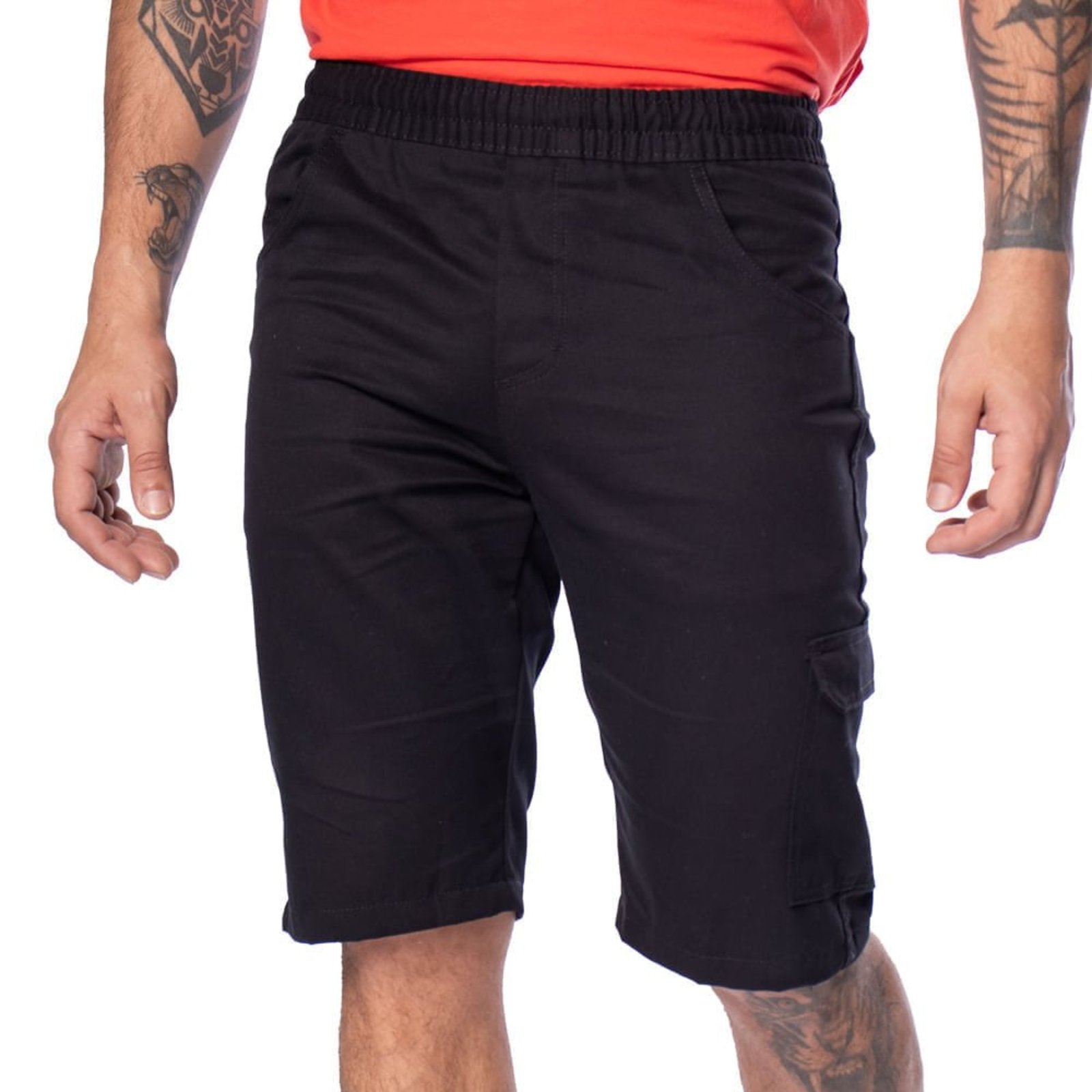Vista 2 Bermuda Masculina Amil Sarja Cargo preto Amil preto