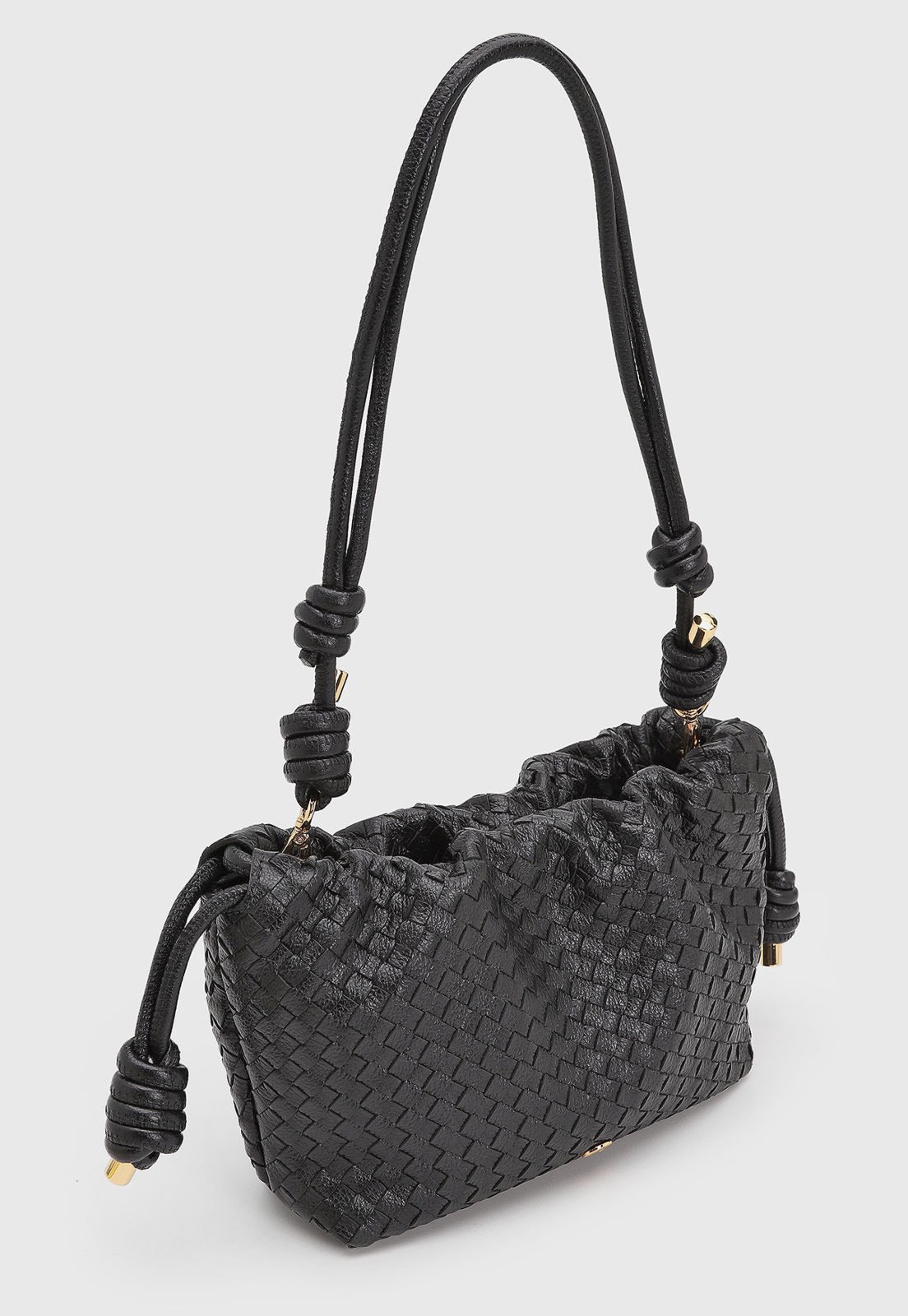 Vista 3 Bolsa Feminina Luiza Barcelos Textura Trançada Preta preto preto
