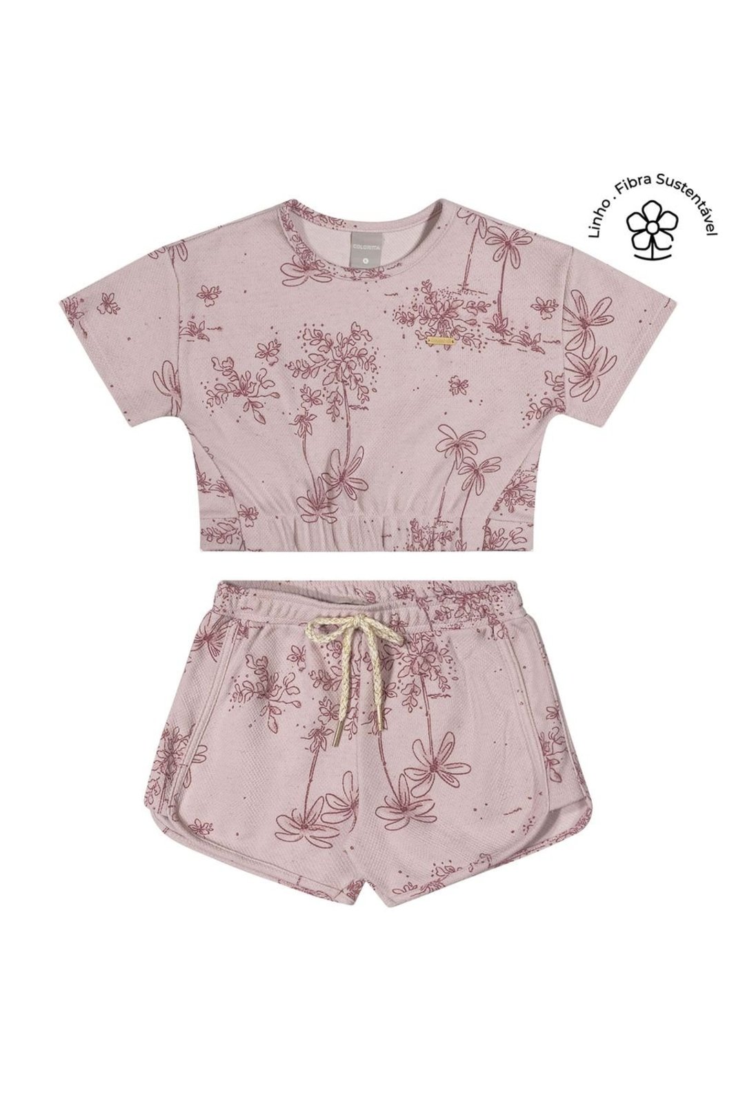Infantil – Conjunto Menina Dupla Face Linho Colorittá Rosa