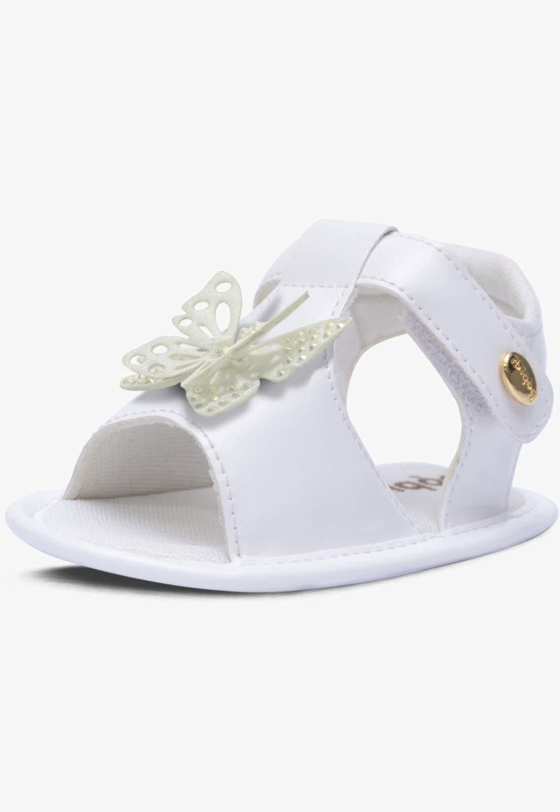 Infantil – Sandalia Casual Pópidi Menina Recem Nascido Borboleta Branco
