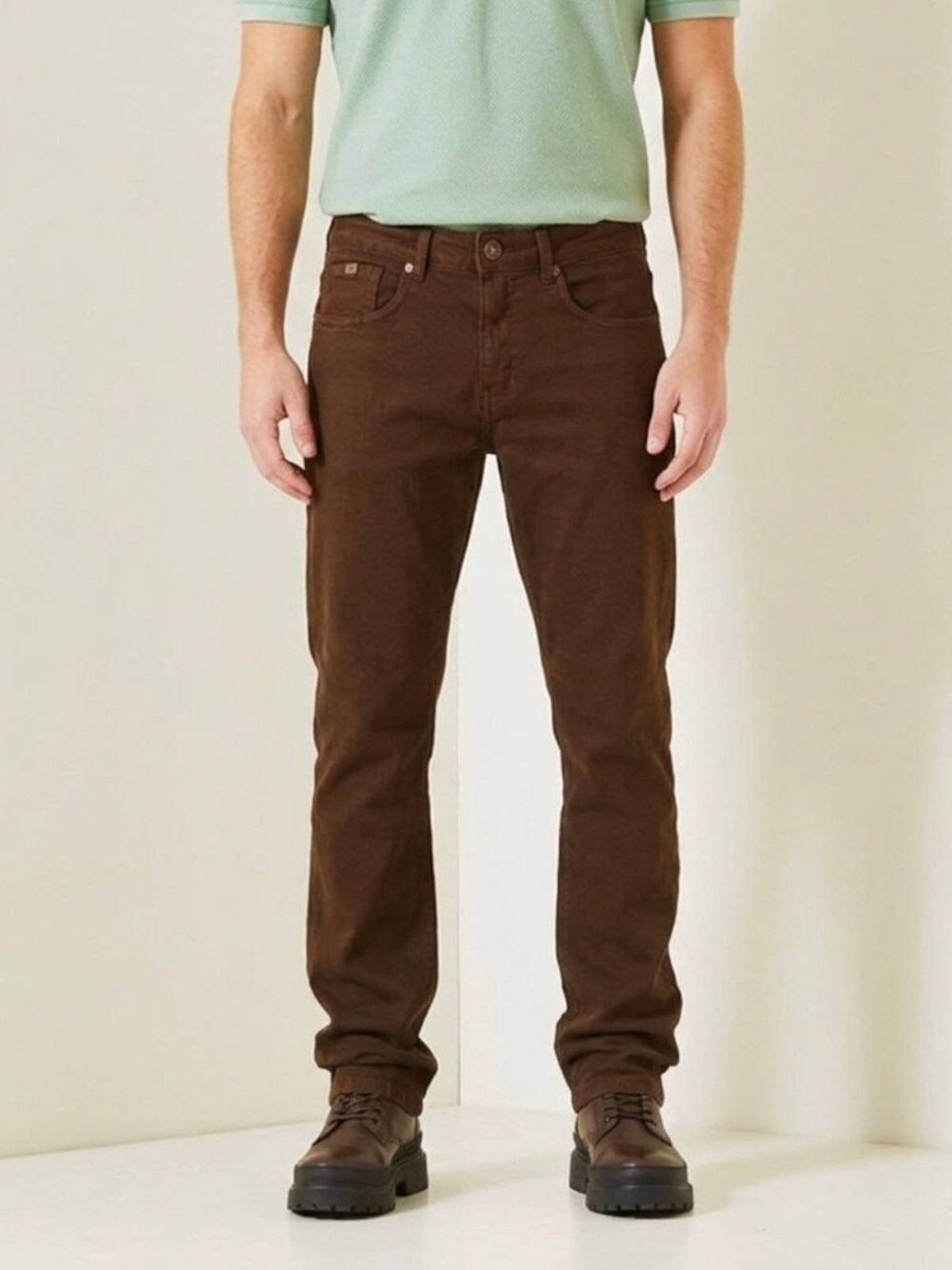 Calça Sarja Leo Triton Marrom Nobuck