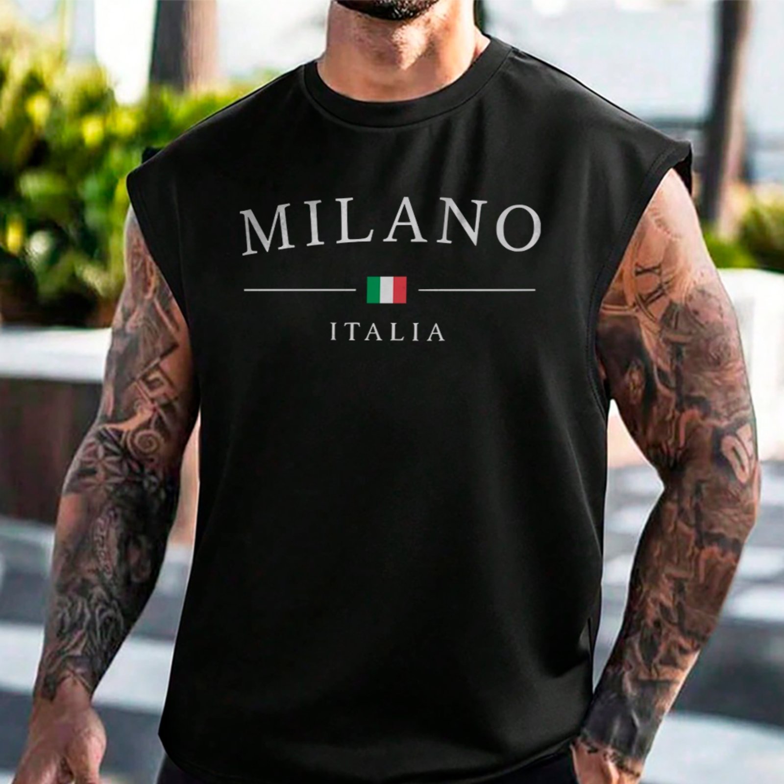 Camiseta Regata Machão Milano Italia Street Style Fashion Preto
