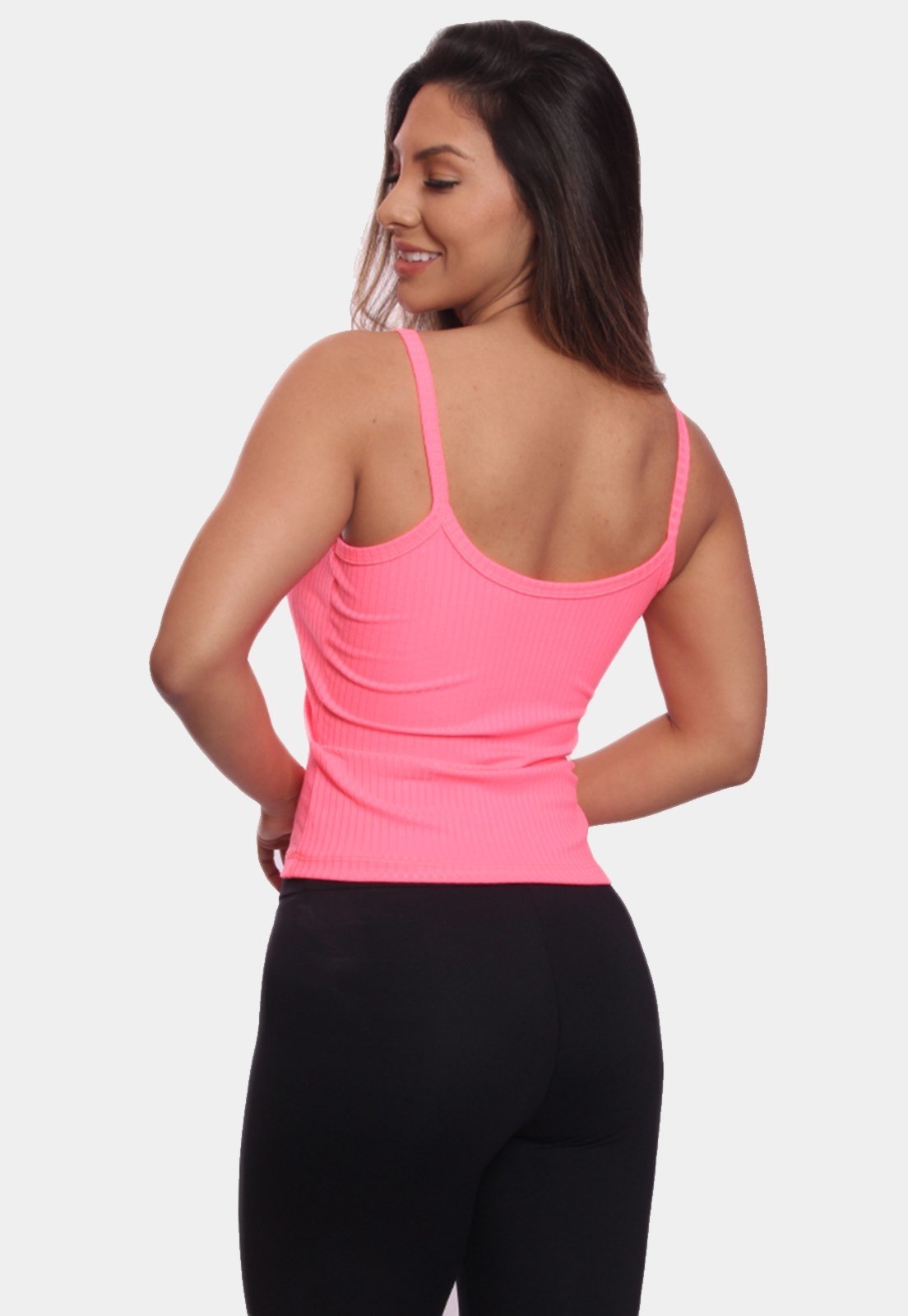 Vista 3 Regata de Alcinha Canelada Feminina Lisa Blusa Blusinha Básica Treino Academia ADRIBEN azul marinho ADRIBEN azul marinho