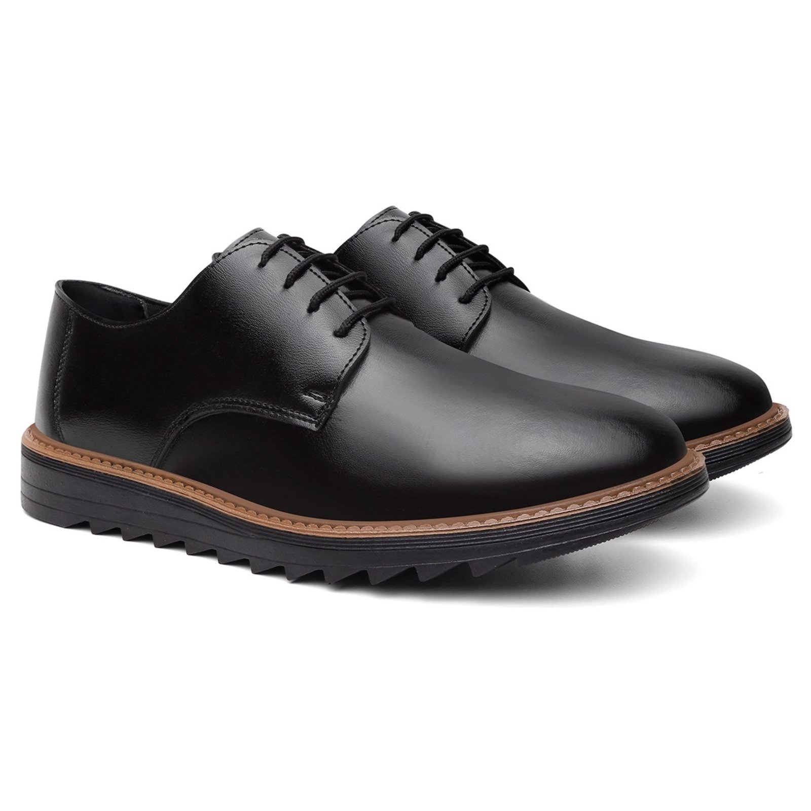 Sapato Mocassim Masculino Veritimo Brogue Derby Amarrar Conforto Dia a Dia Moderno Preto