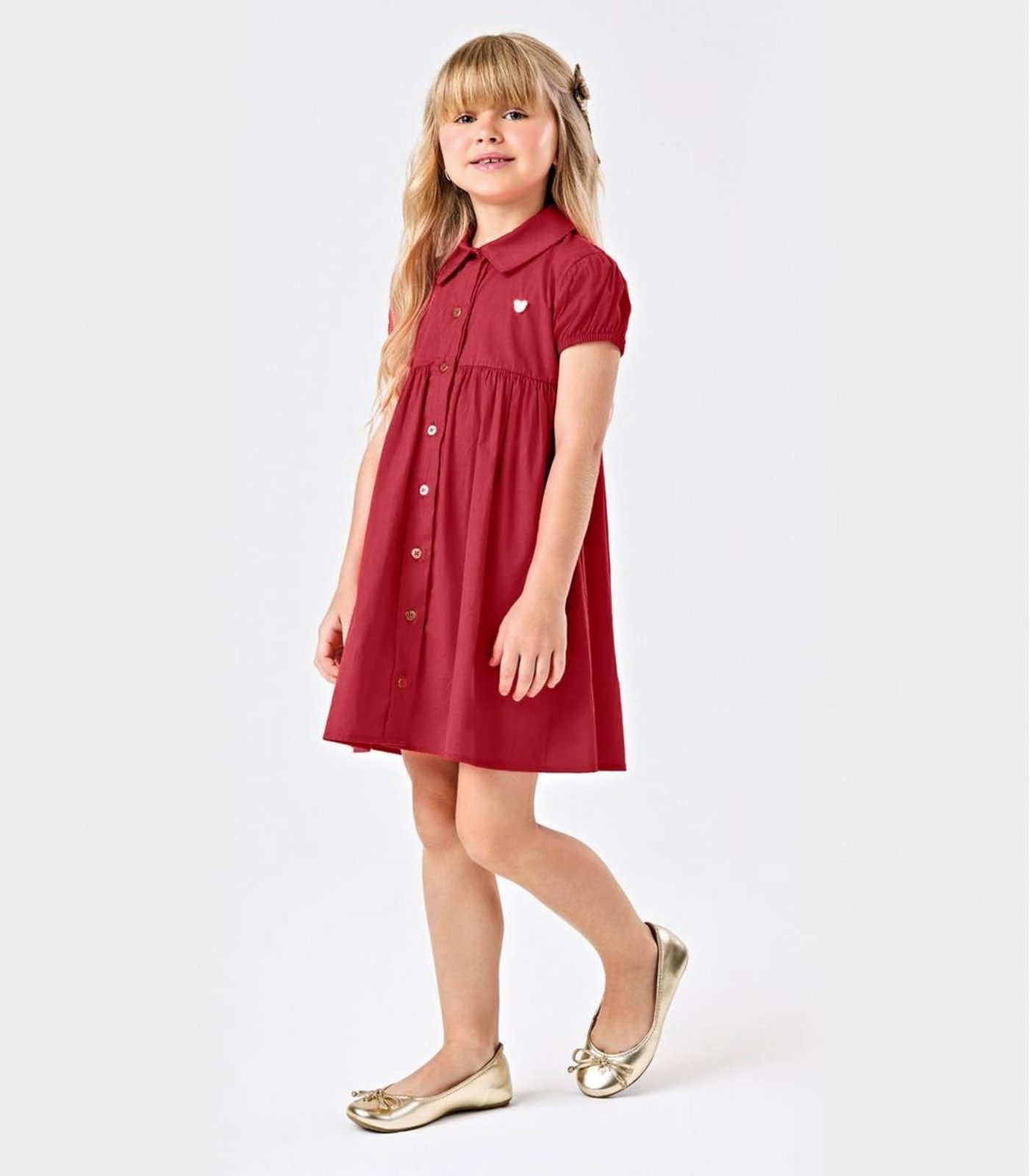 Infantil - Vestido Com Manga Franzida Trick Nick Vermelho