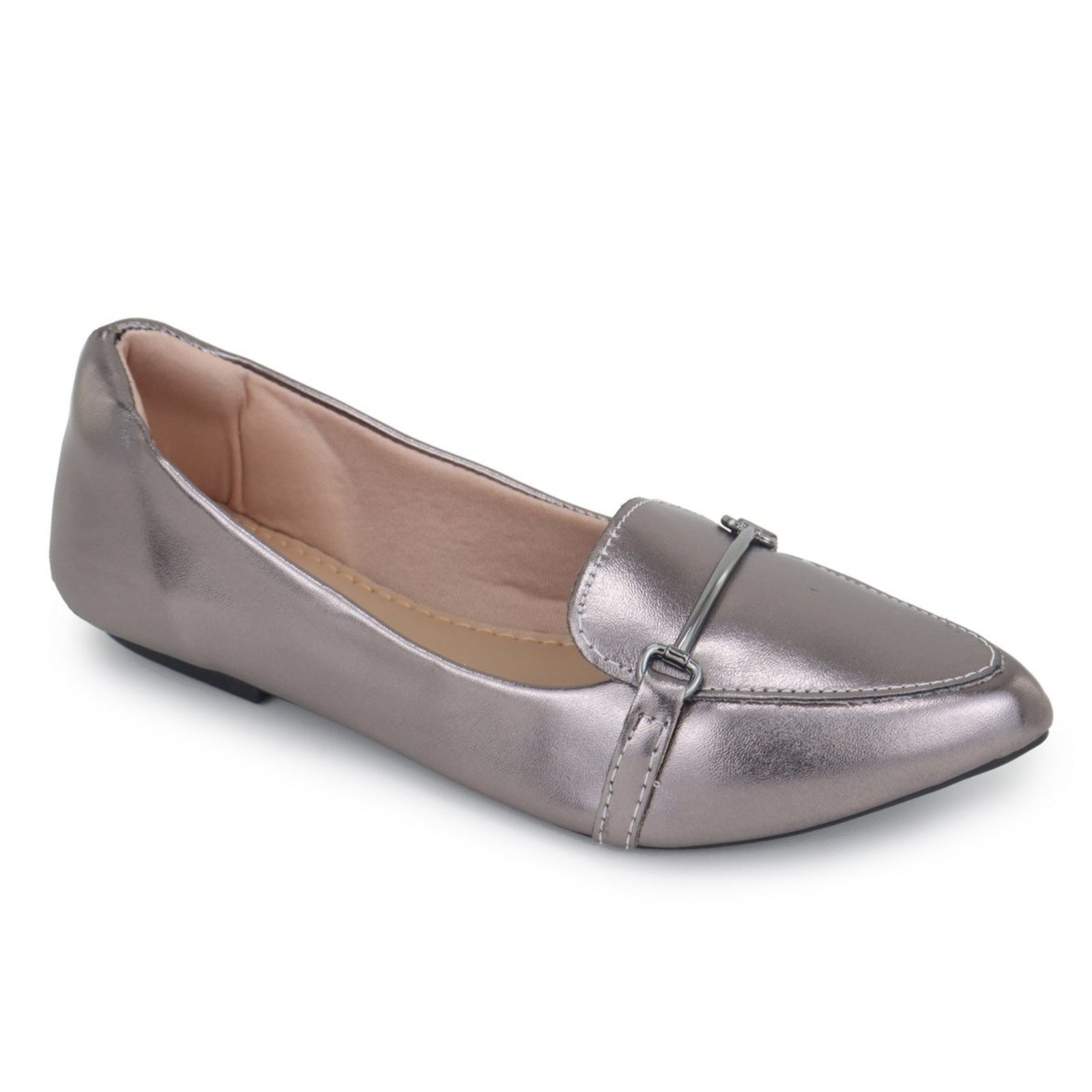 Sapatilha Mocassim Feminina Confortável Elegante Metalizada