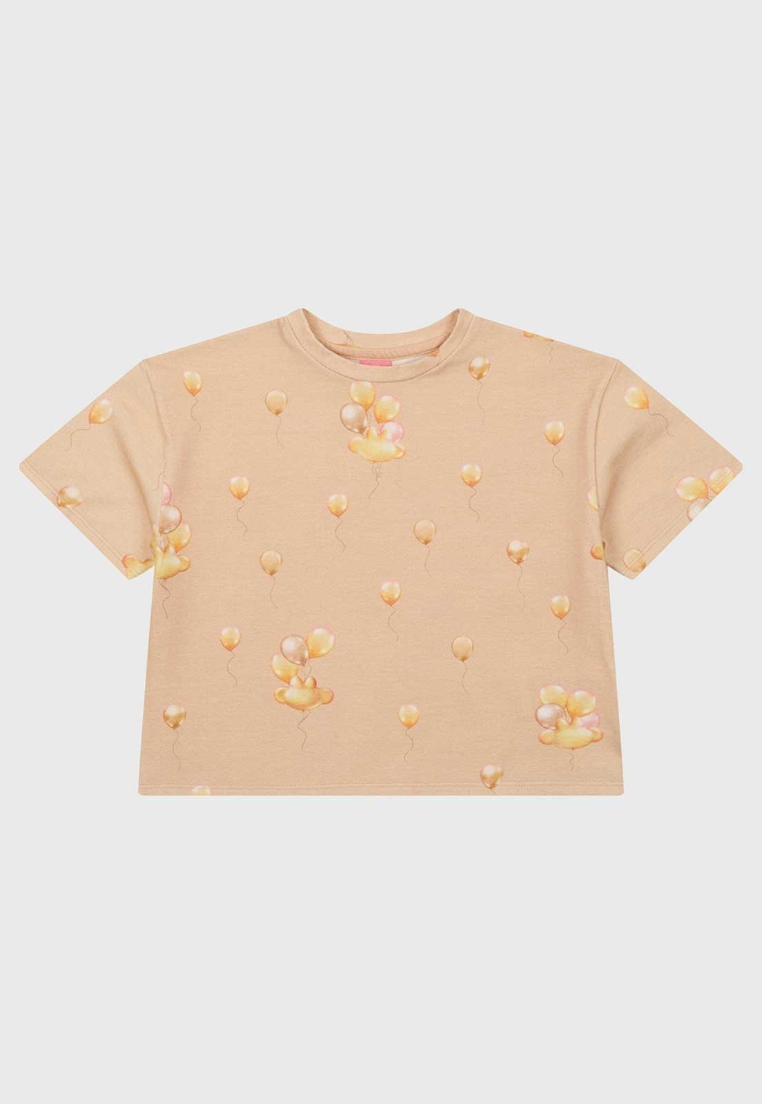 Infantil - Blusa Lilica Ripilica Bege Estampa Balões Colorido