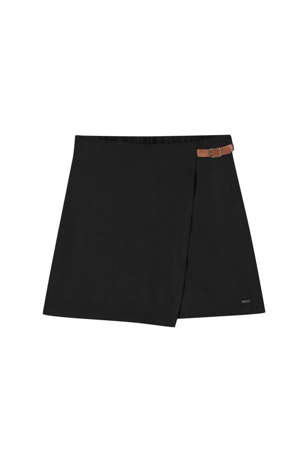 Short Saia Feminino Transpassado Fivela Marialícia Preto