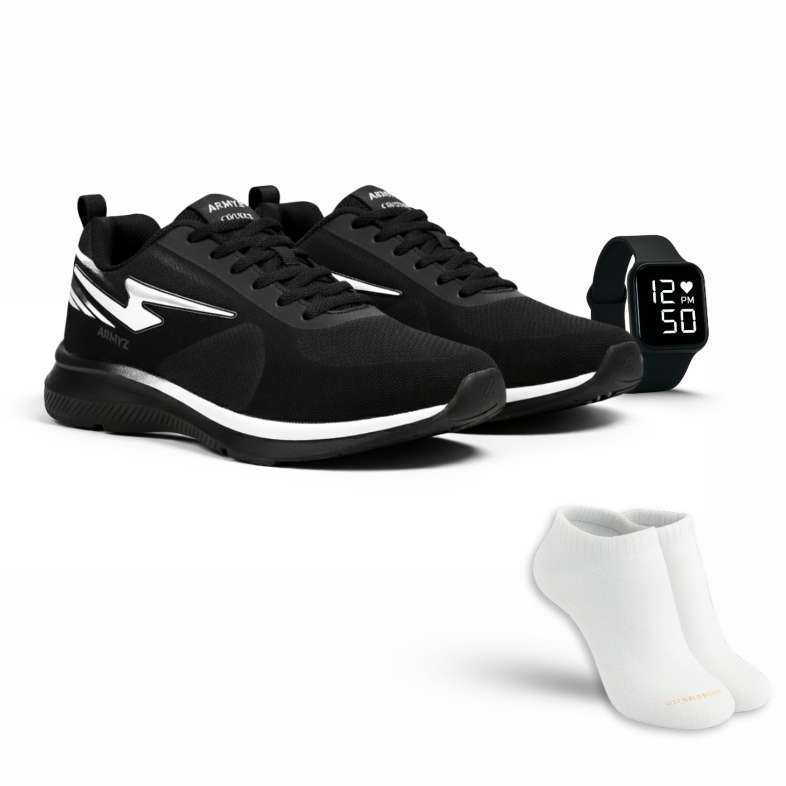 Tênis Esportivo Masculino e Feminino Confortável Leve Antiderrapante para Dia a Dia+Relógio Digital e Meia