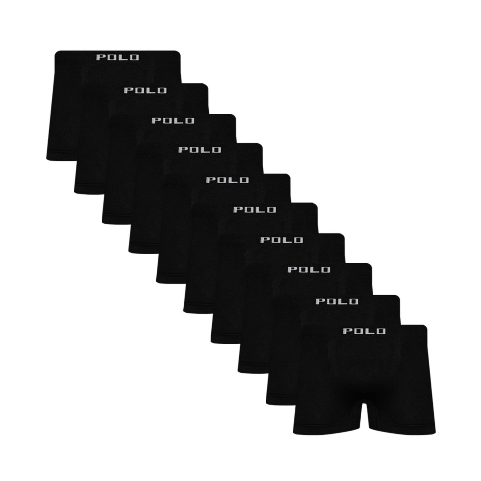 Kit C/10 Cuecas Boxer Microfibra Polo Star Preto