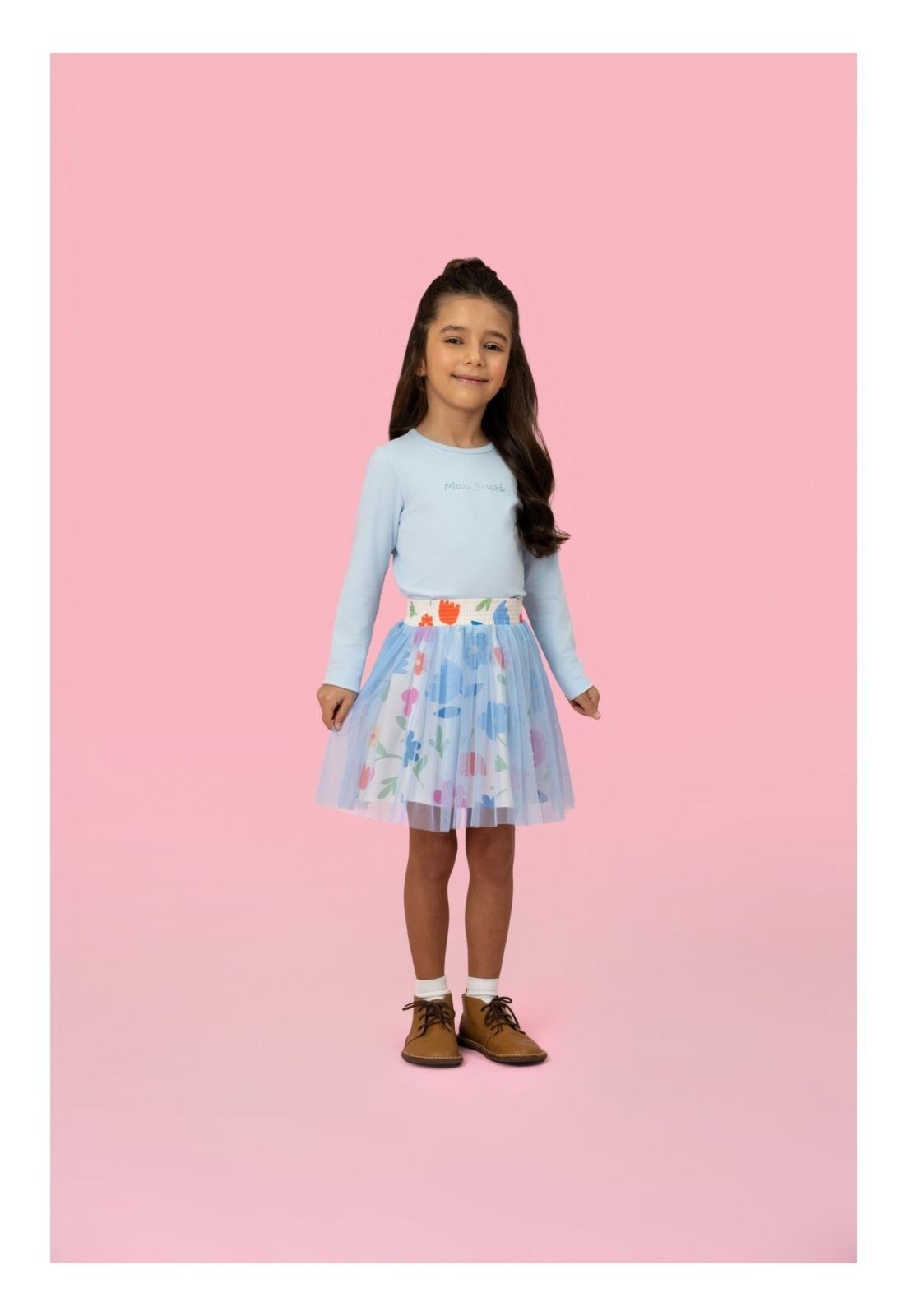 Infantil - Conjunto Saia Menina Estampado Mon Sucré 1 Azul