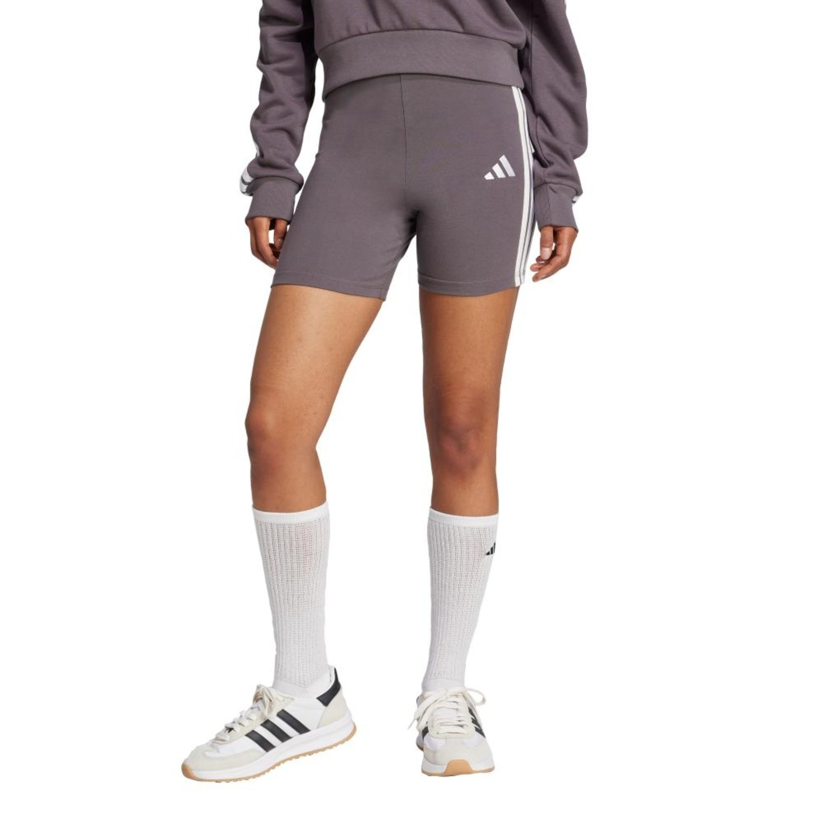 Shorts Biker Cós Alto Essentials Três Listras adidas Sportswear Multicolorido
