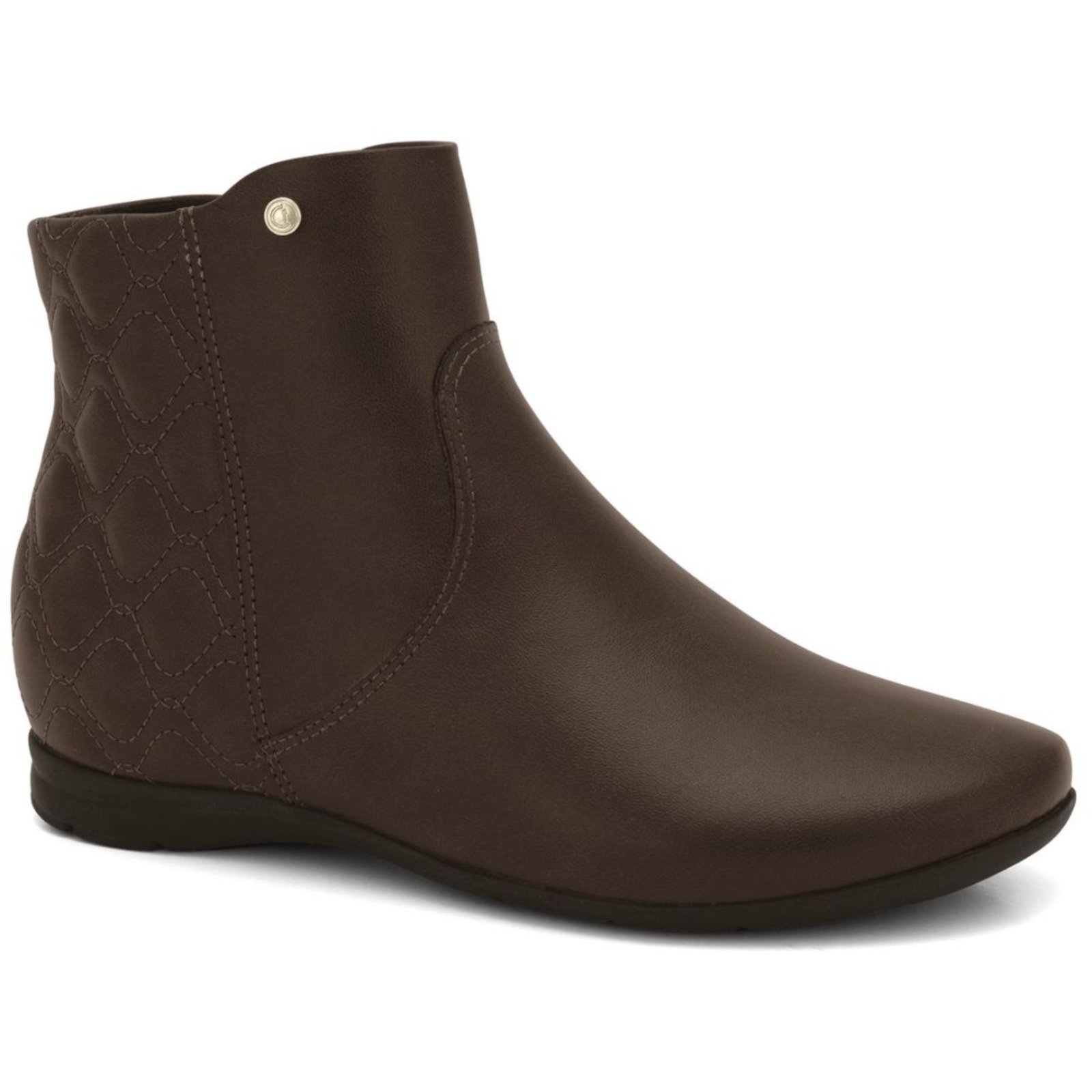 Bota Feminina Cano Curto Matelassê Comfortflex Café 2491301-1