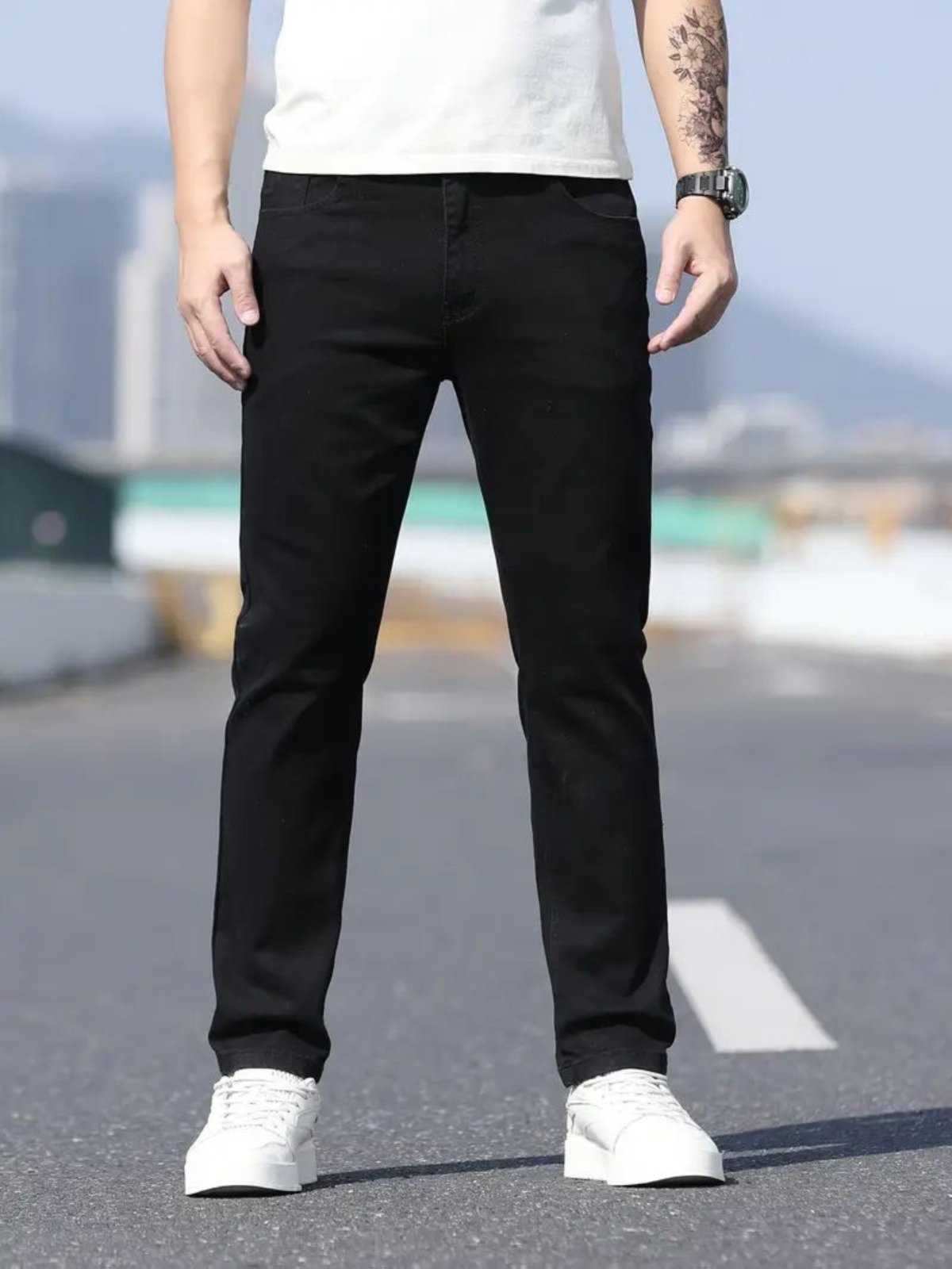 Calça Jeans 5 ESTILOS Masculina Preta Caimento Impecável, Conforto Premium e Versatilidade para Todos os Momentos