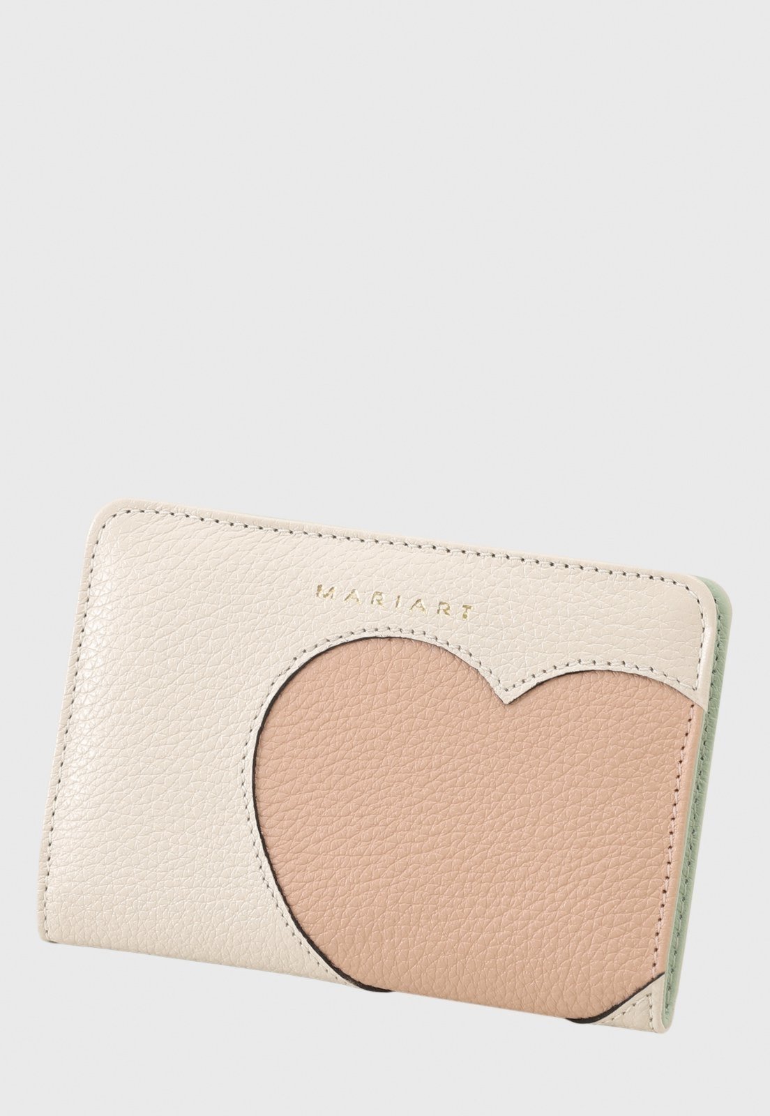 Carteira de Couro Mariart 669 Off White/Chiclete/Menta