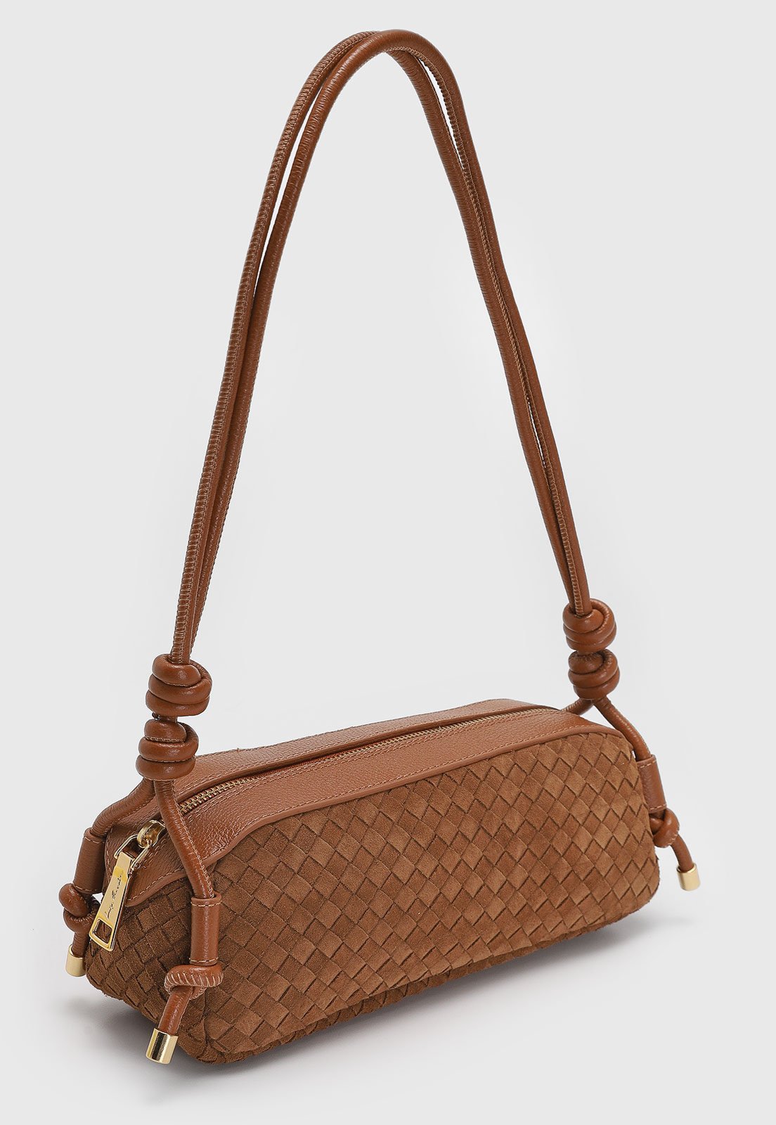 Vista 3 Bolsa Luiza Barcelos Tiracolo Tressê caramelo caramelo