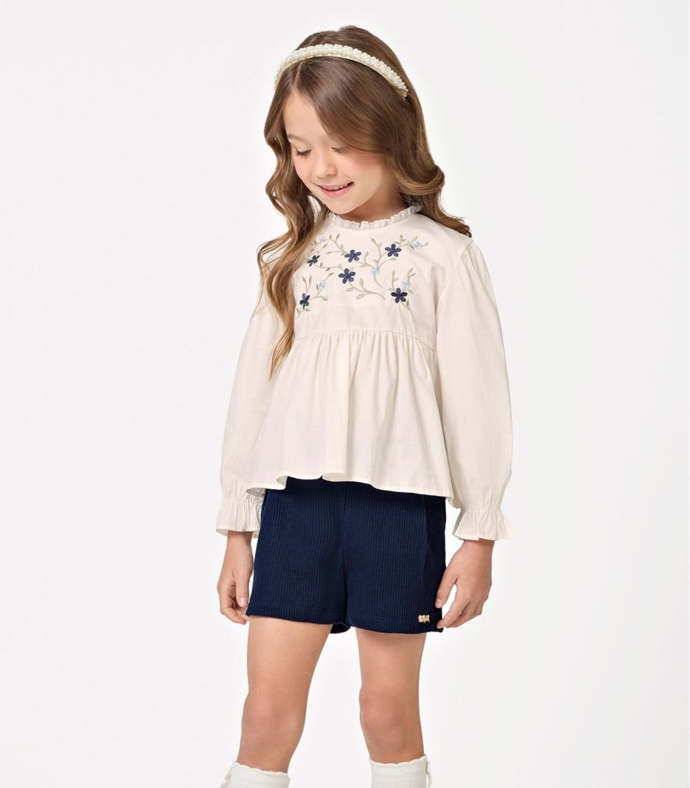 Infantil - Conjunto Bata Com Shorts Tricoline Trick Nick Azul