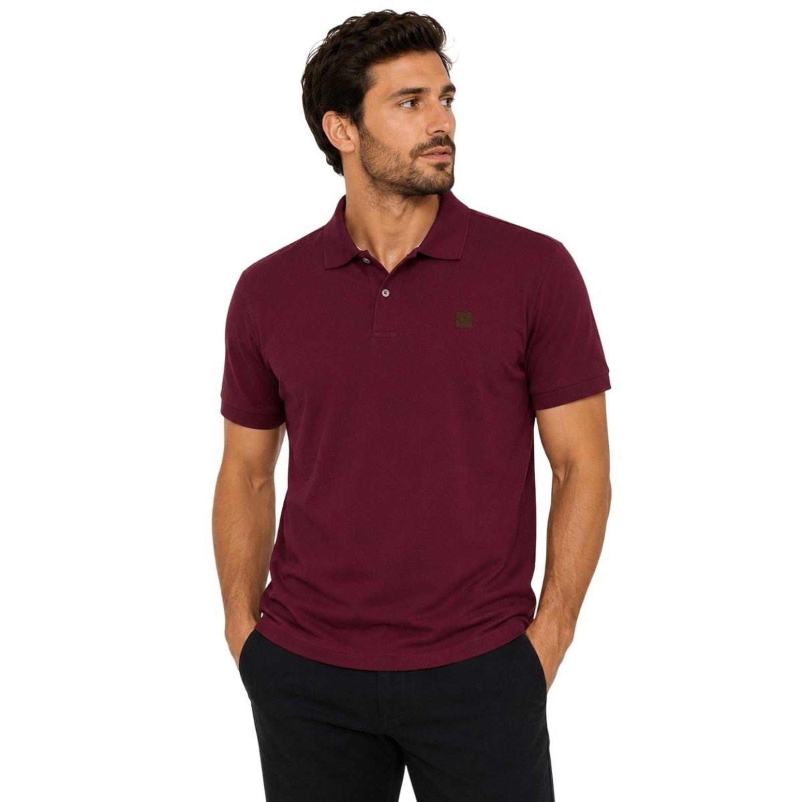 Camisa Polo Casual Masculina Ogochi 007554003 Vinho