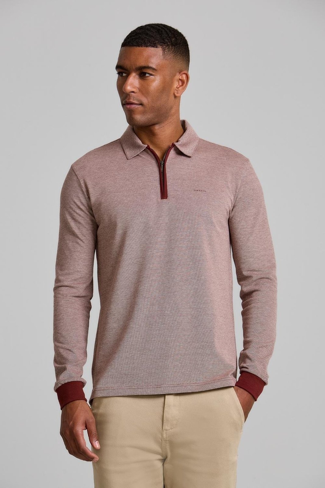 Camisa Polo Manga Longa Piquet Slim Fit, HS2364 Vinho