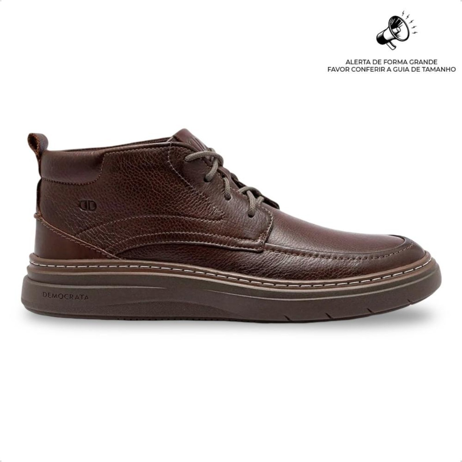 Bota de Couro Democrata Masculina Grid 240001 Marrom