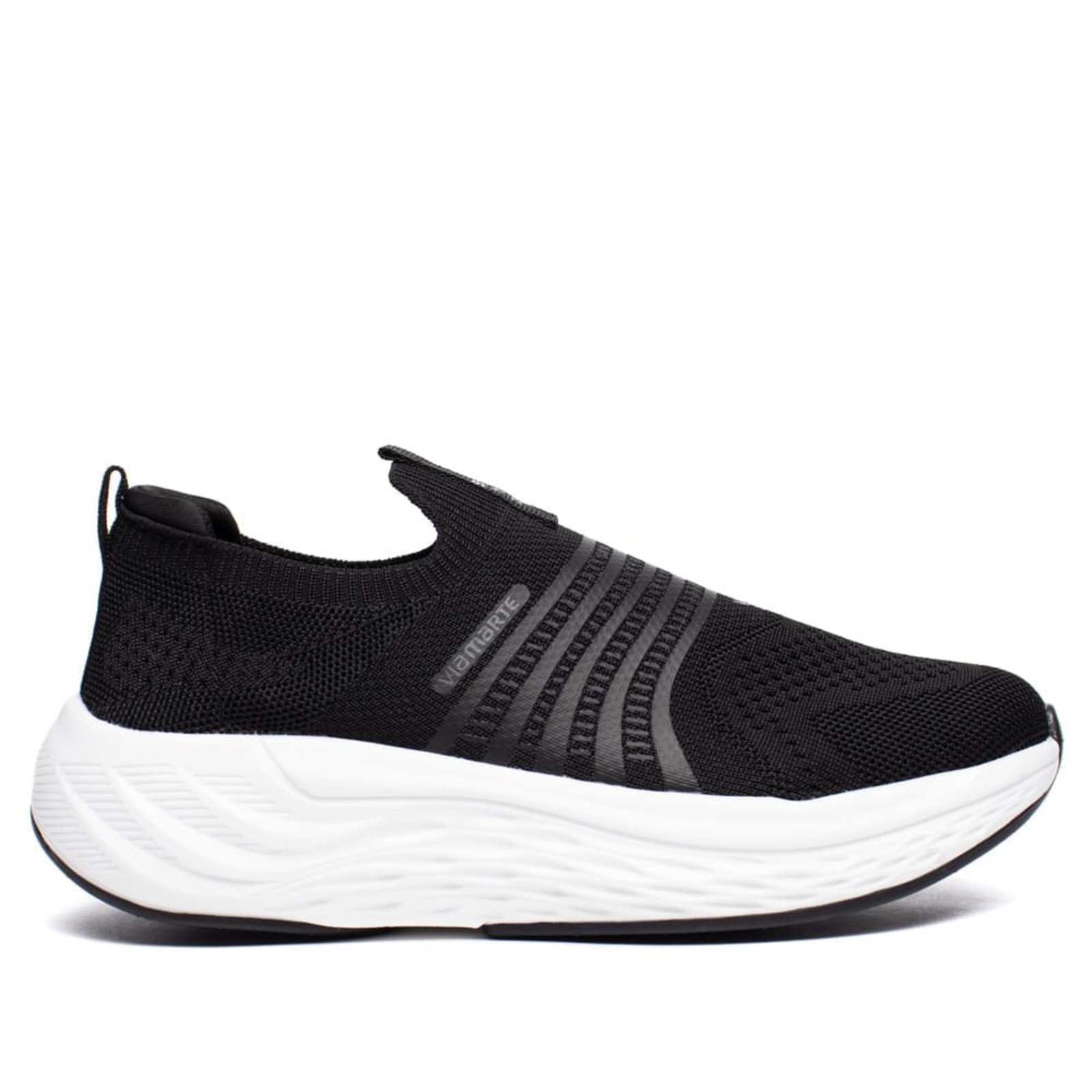 Tênis Feminino Via Marte Knit Sem Cadarço Preto