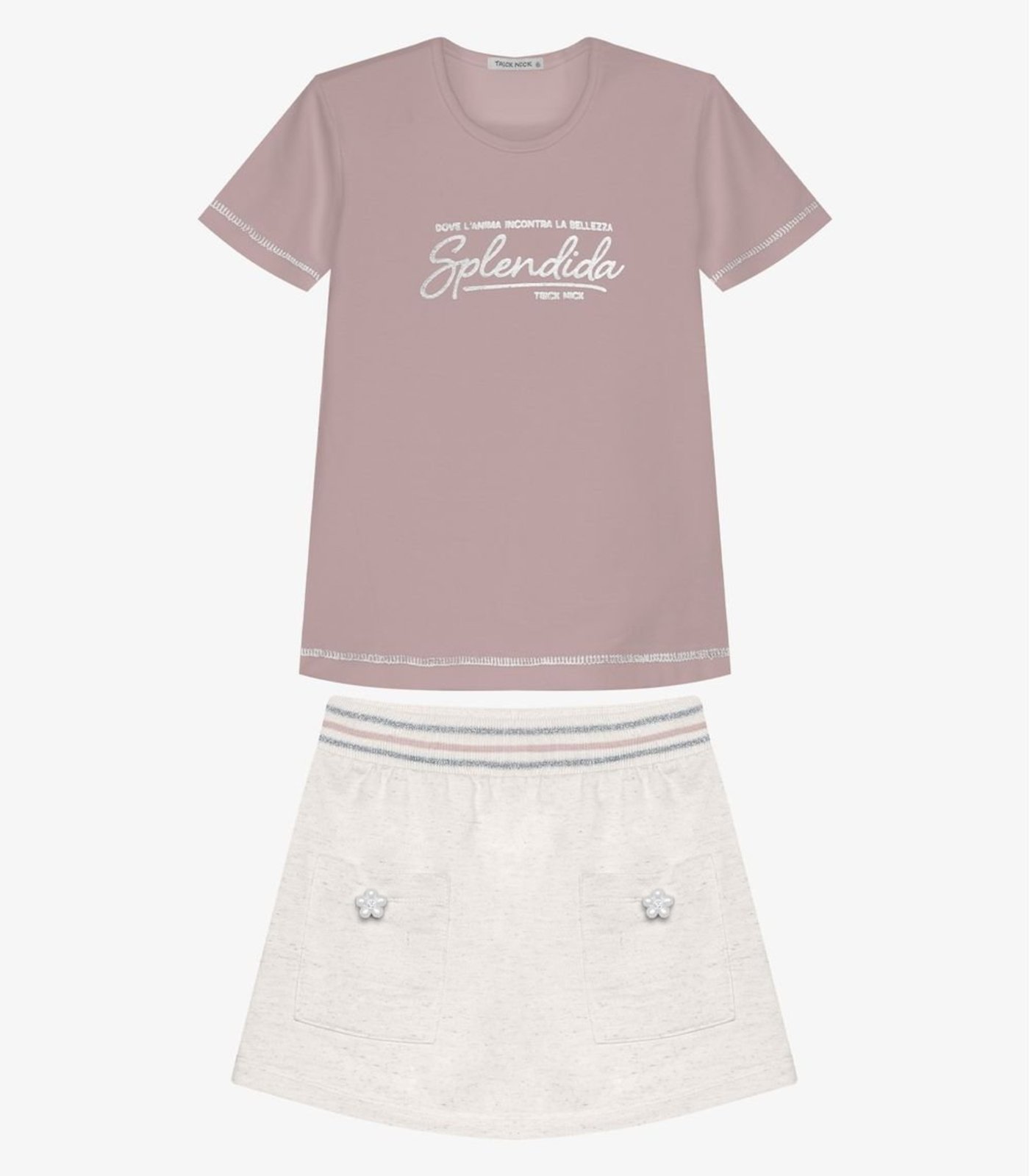 Infantil - Conjunto Blusa Com Saia Trick Nick Rosa